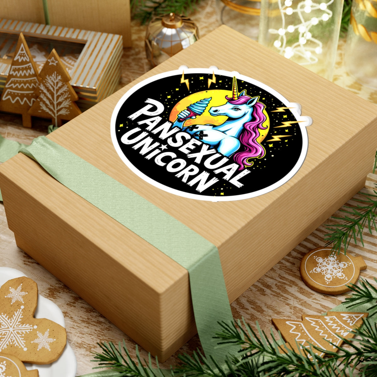 Pansexual Unicorn Kiss-Cut Stickers - wlw, sapphic, lgbtq, queer, trans pride