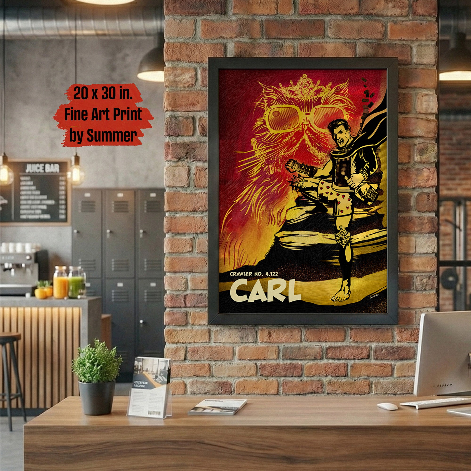 Carl and Princess Donut Archival Ink Art Print painted by Summer in Philly, Dungeon Crawler Carl, with Crawler Number