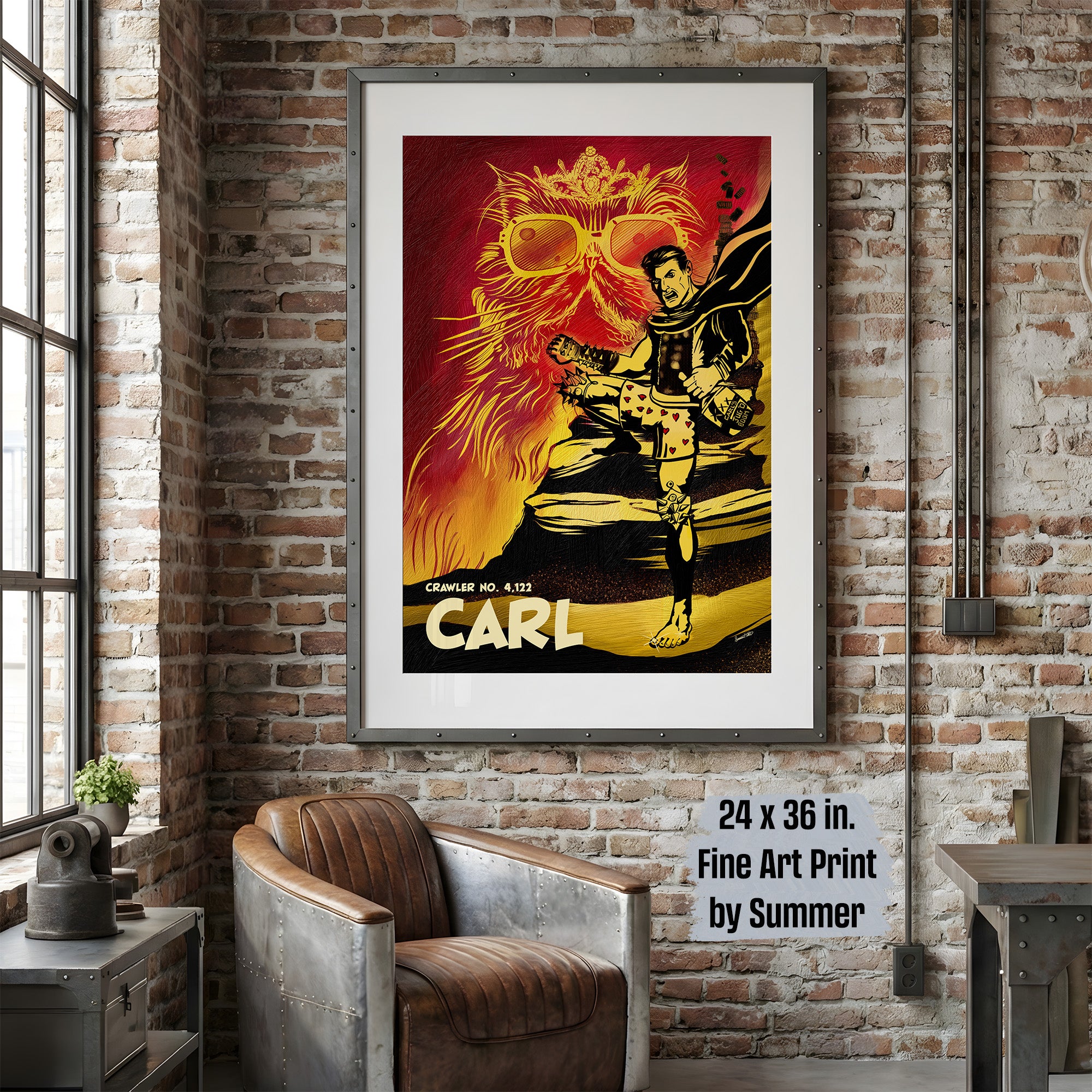 Carl and Princess Donut Archival Ink Art Print painted by Summer in Philly, Dungeon Crawler Carl, with Crawler Number