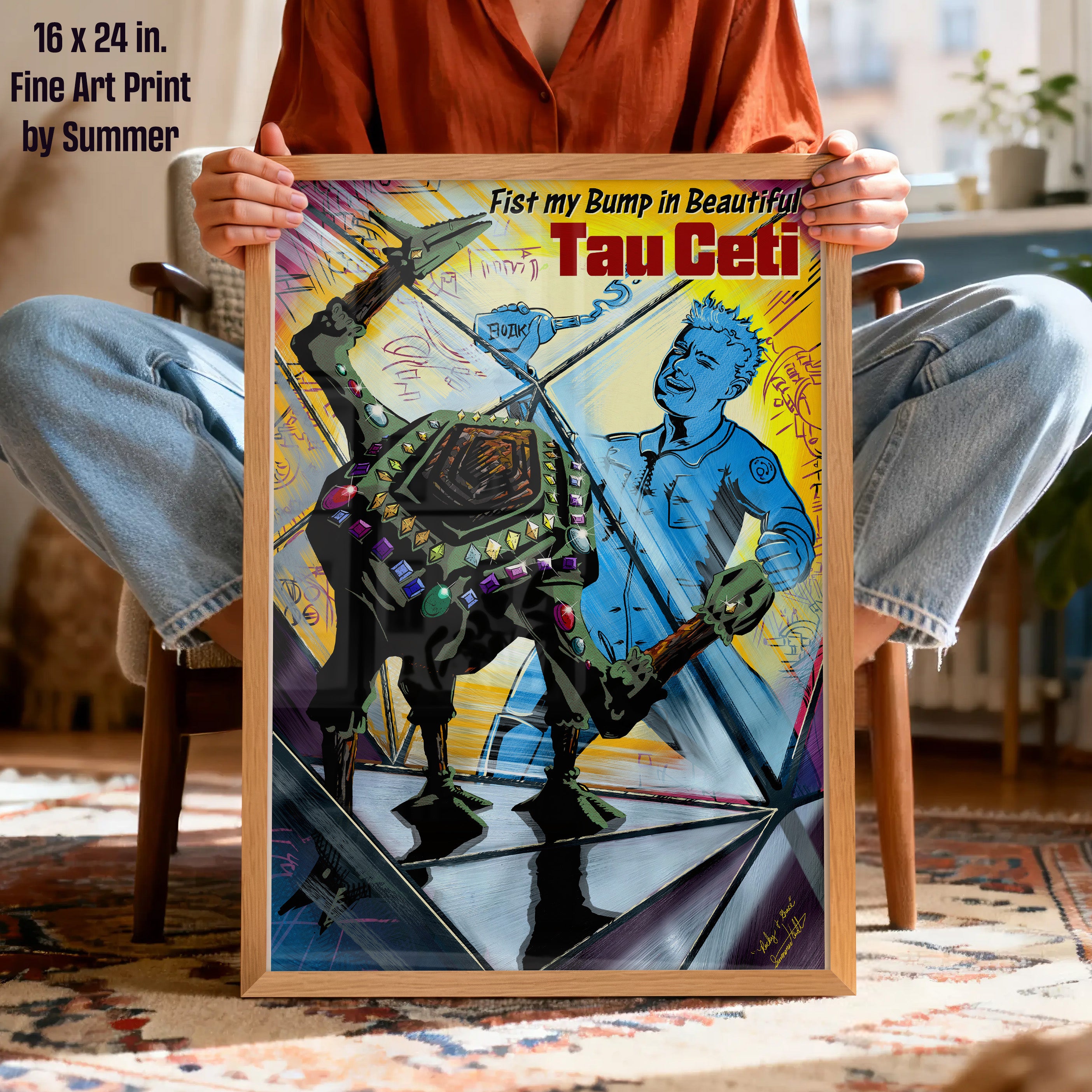 Fist my Bump Project Hail Mary Archival Ink Art Print painted by Summer in Philly