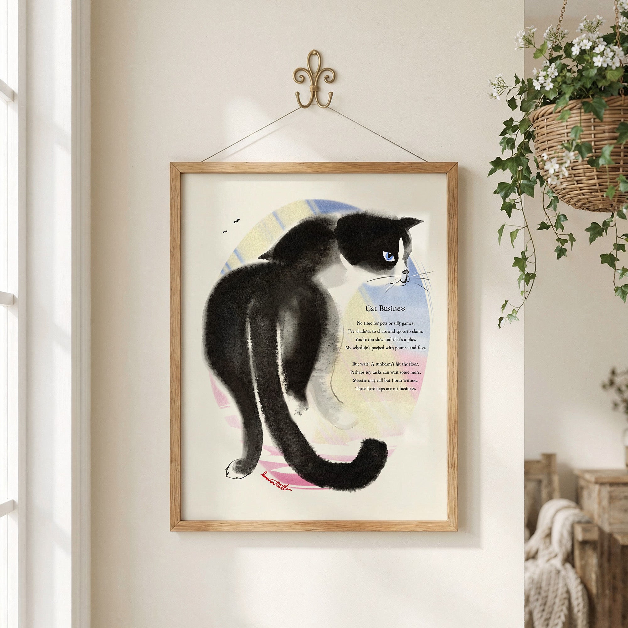 Cat Business Poetcore Archival Art Print painted and written by Summer in Philly