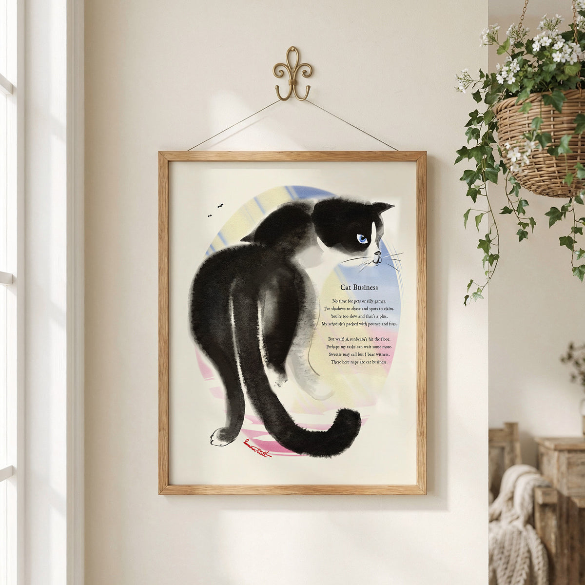 Cat Business Poetcore Archival Art Print painted and written by Summer in Philly