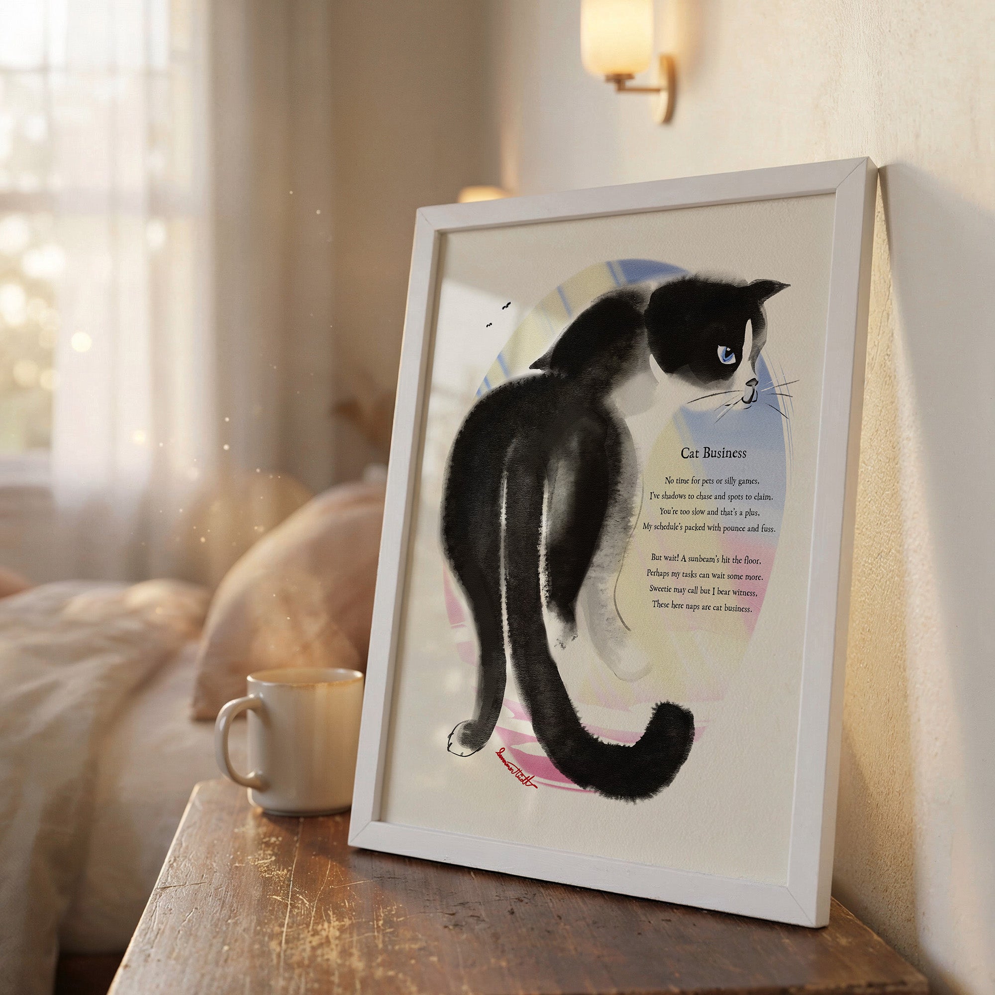 Cat Business Poetcore Archival Art Print painted and written by Summer in Philly