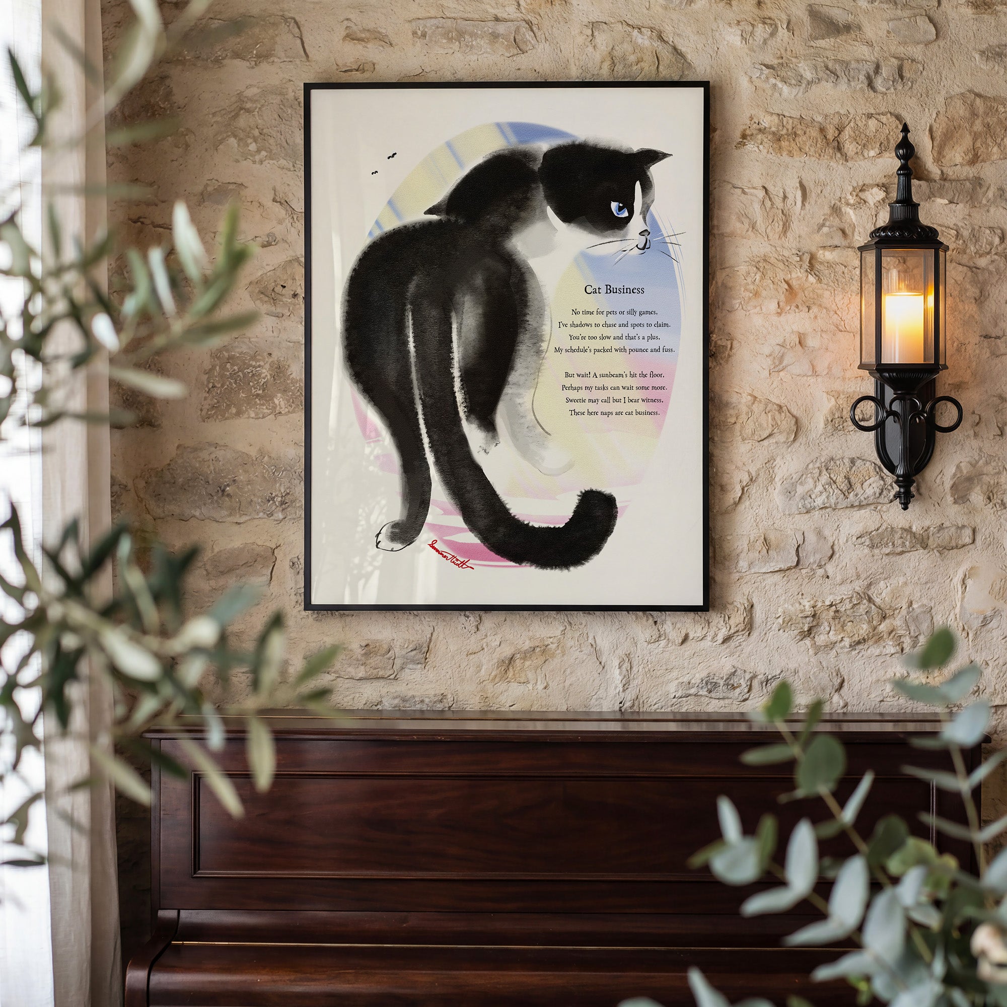 Cat Business Poetcore Archival Art Print painted and written by Summer in Philly