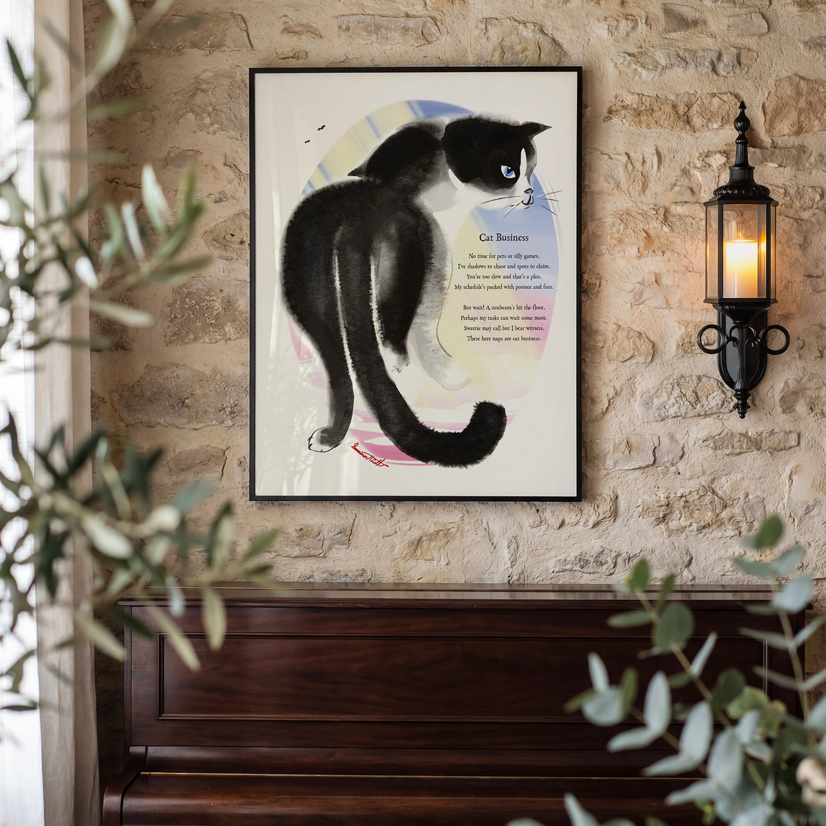 Cat Business Poetcore Archival Art Print painted and written by Summer in Philly