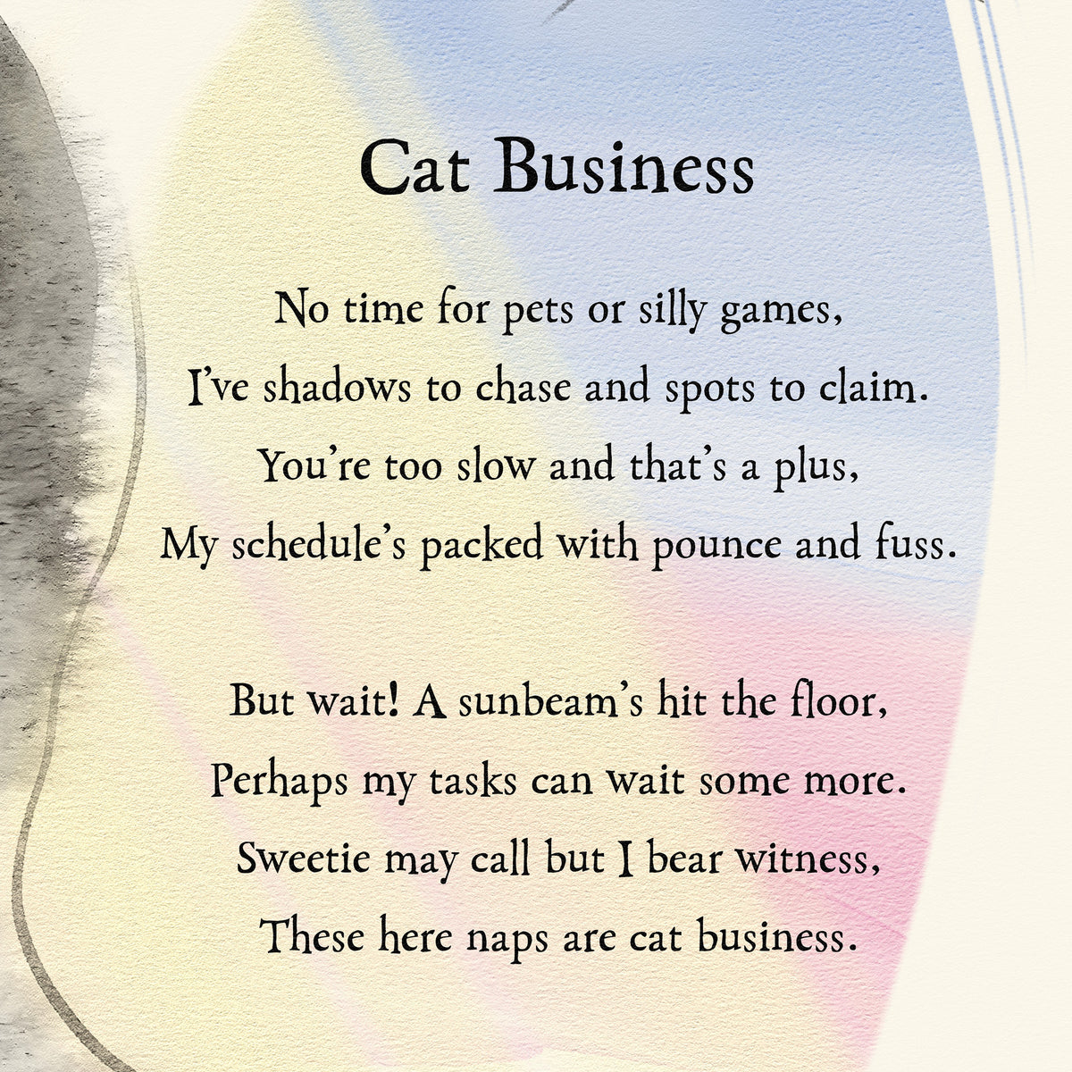 Cat Business Poetcore Archival Art Print painted and written by Summer in Philly