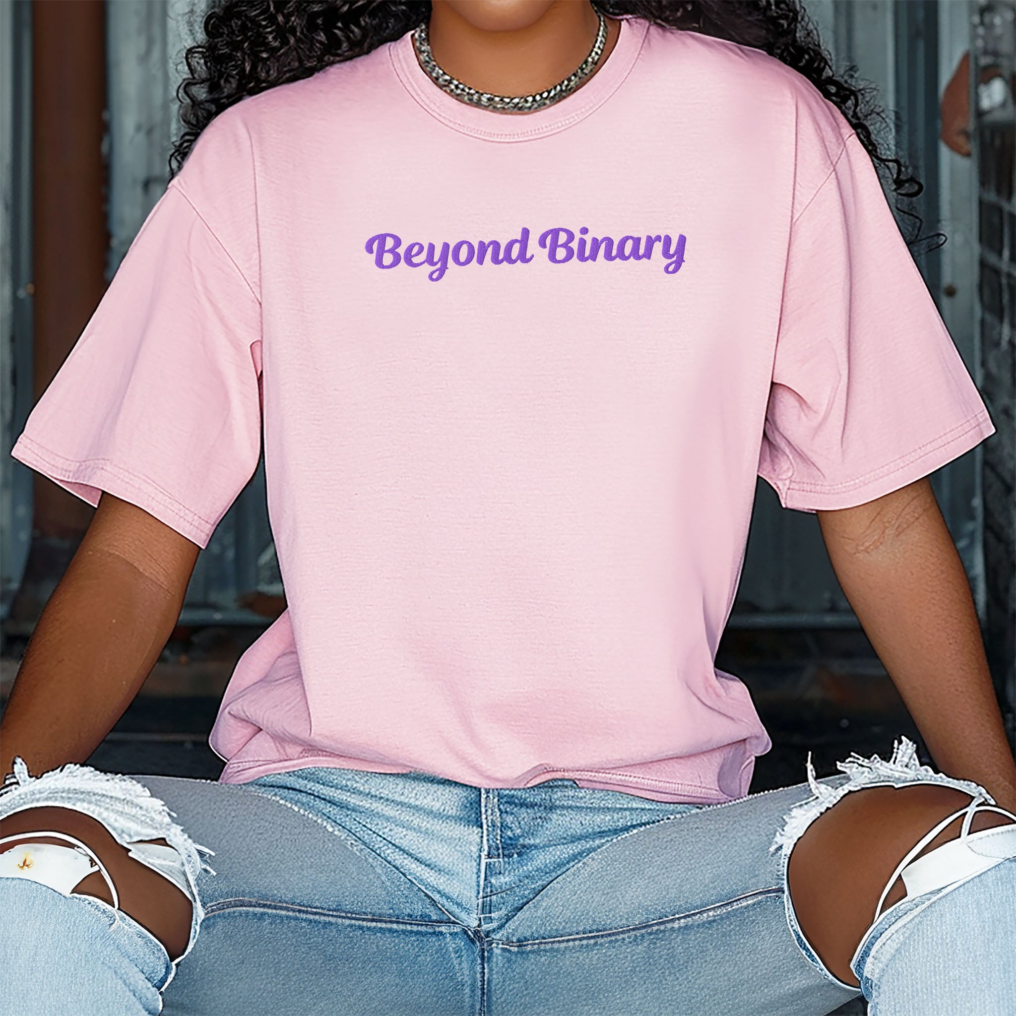Beyond Binary Embroidered Heavyweight T-shirt