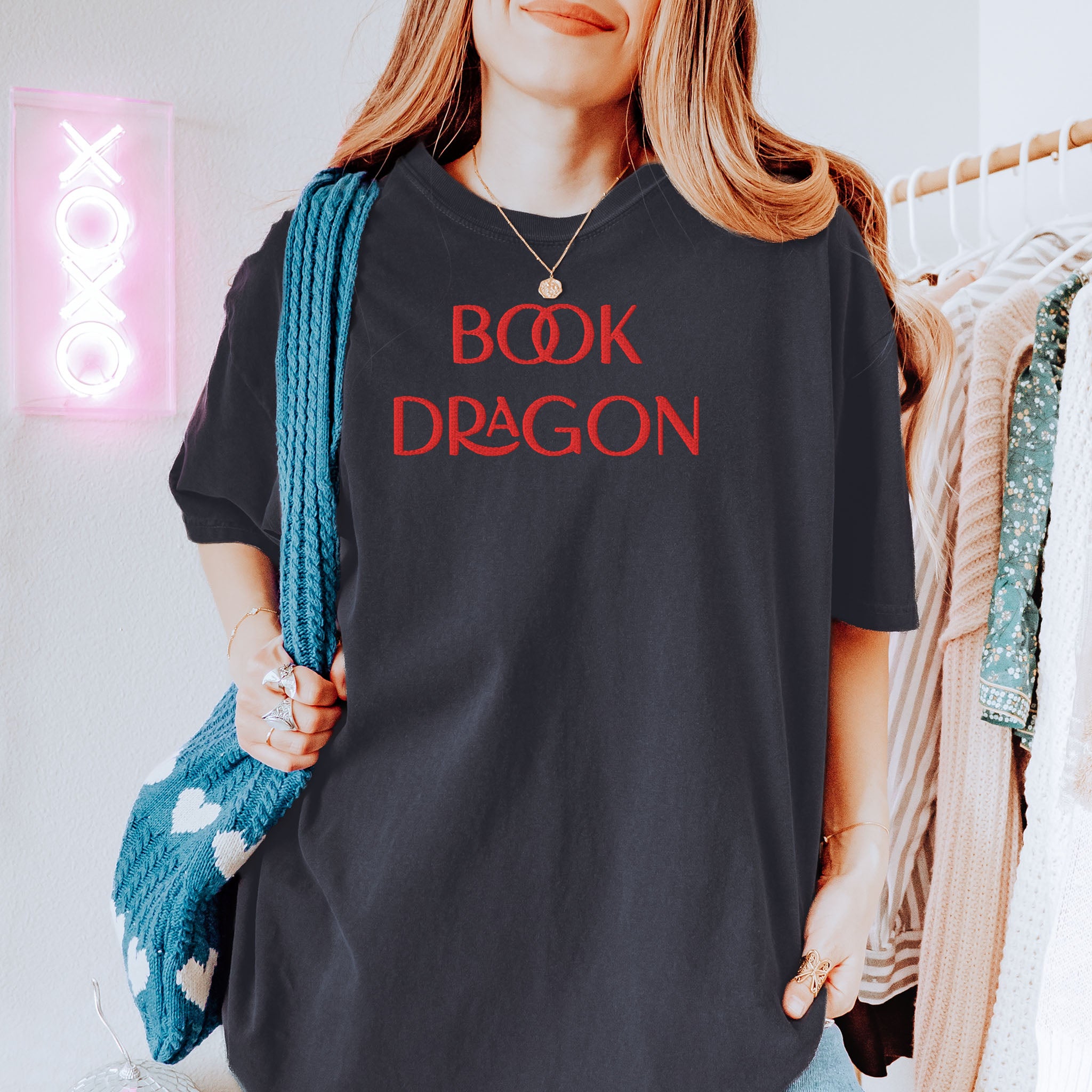 Book Dragon Embroidered Heavyweight T-shirt