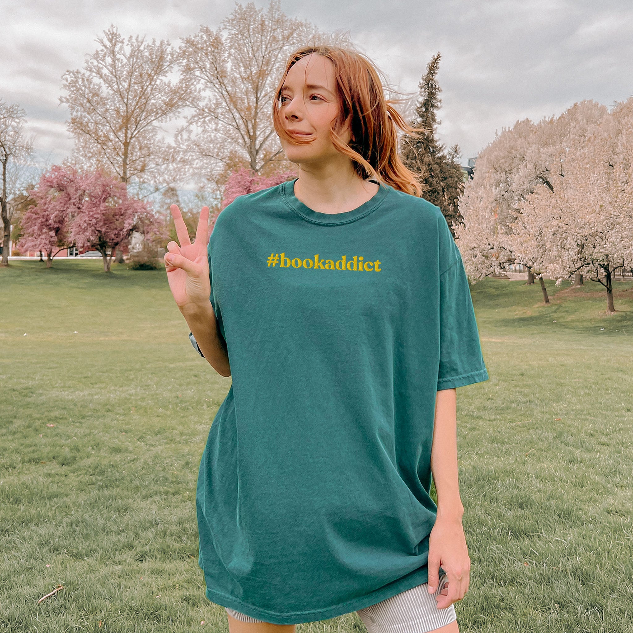 #bookaddict Embroidered Heavyweight T-shirt
