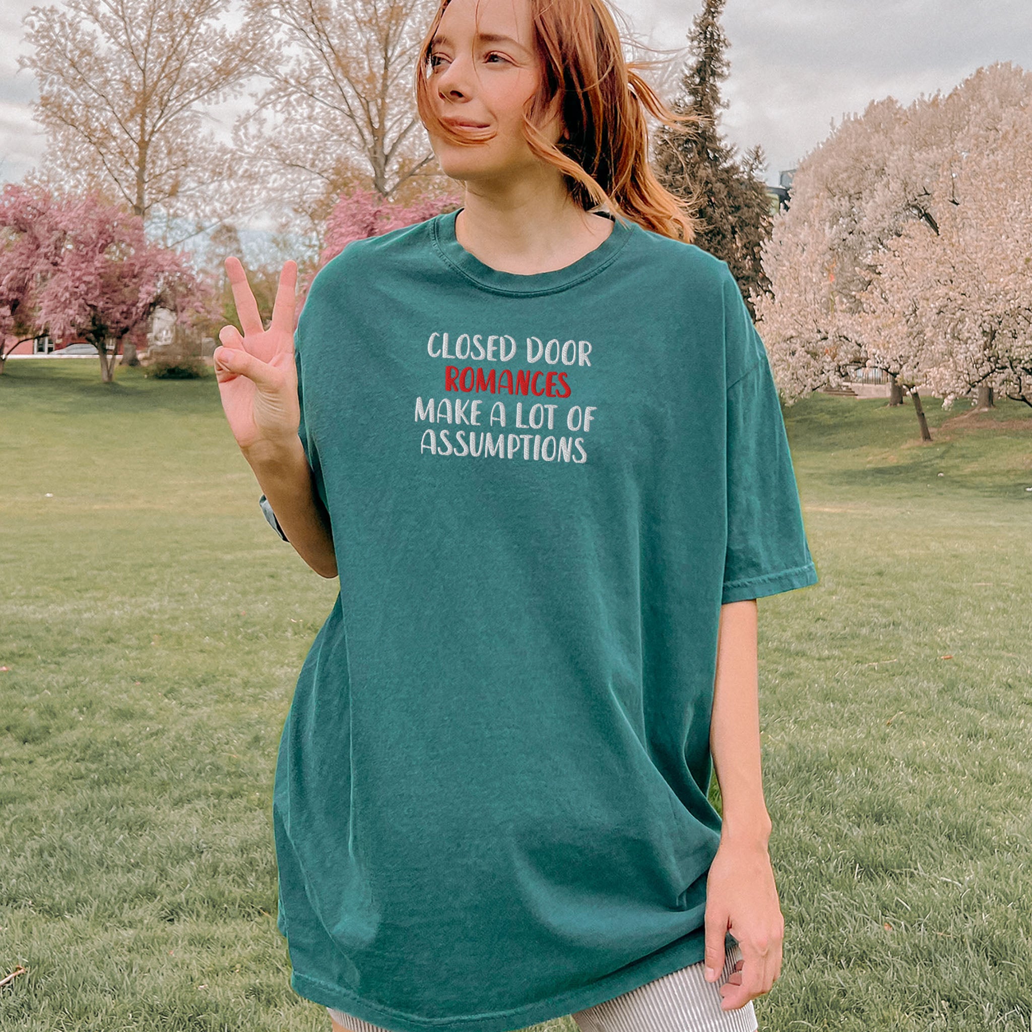 Embroidered T-shirt Funny Sarcastic Educational Romance Novel T-shirt Sassy Gift for Readers Bookworms Smut Reader Closed Door Romances