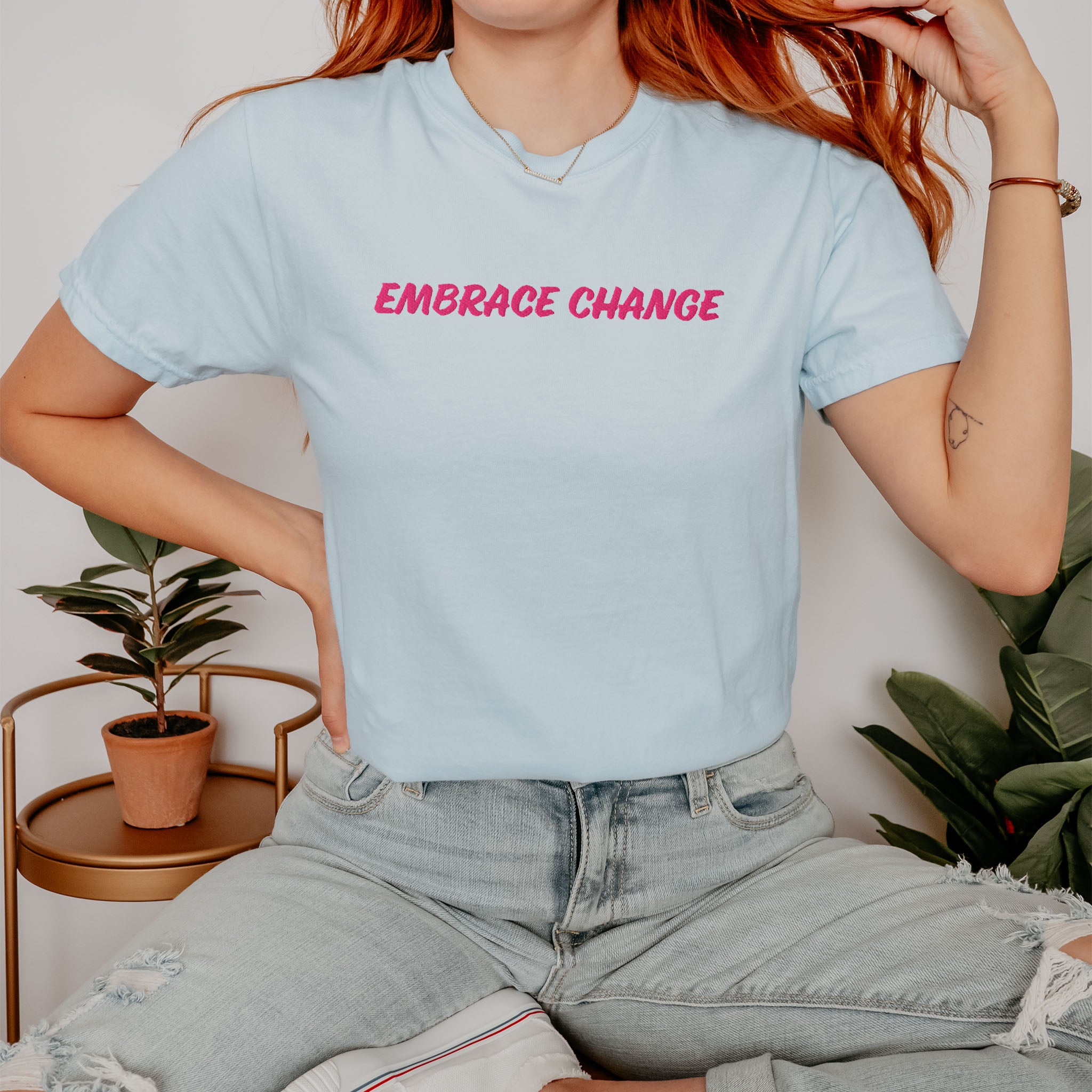 Embrace Change Embroidered Heavyweight T-shirt