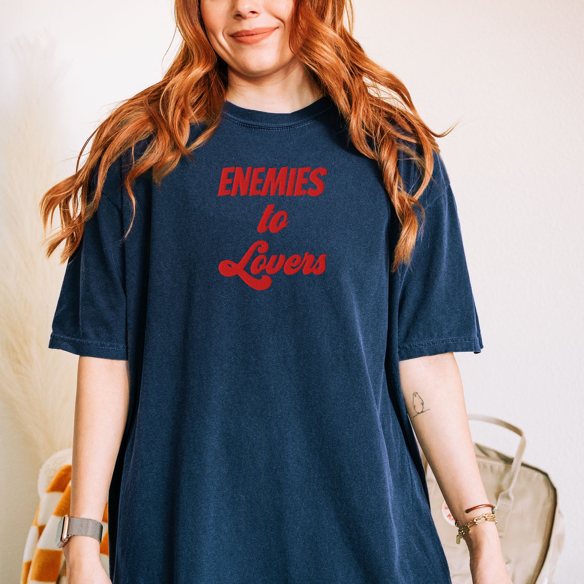 Embroidered Romance Trope T-shirt Romance Reader Gift for Bookworm Spicy Romance Plus Sizes Available Comfort Colors Enemies to Lovers