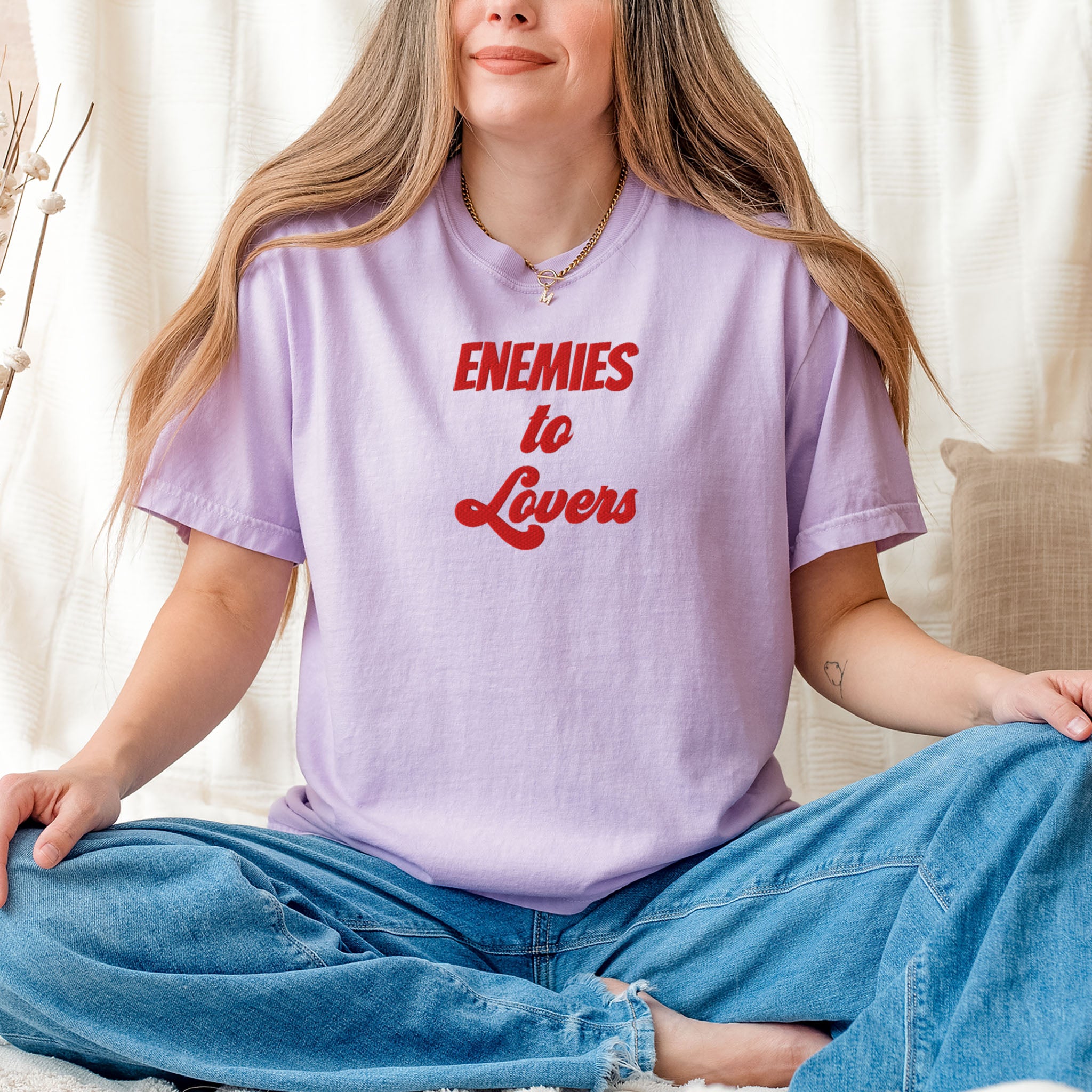 Embroidered Romance Trope T-shirt Romance Reader Gift for Bookworm Spicy Romance Plus Sizes Available Comfort Colors Enemies to Lovers