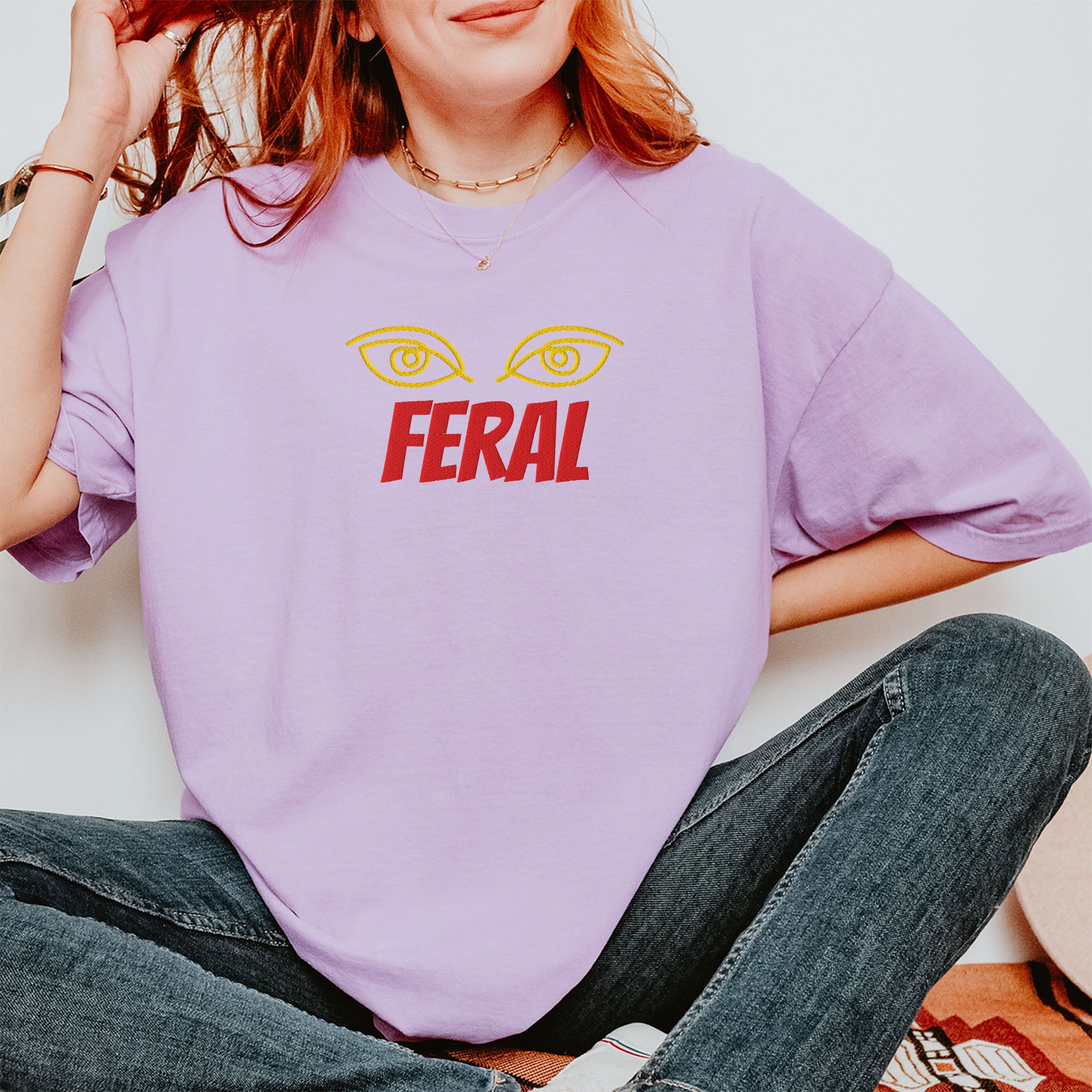 Embroidered Feral Tee Spicy Romance Reader Gift Comfort Colors LGBTQ Women’s T-shirt