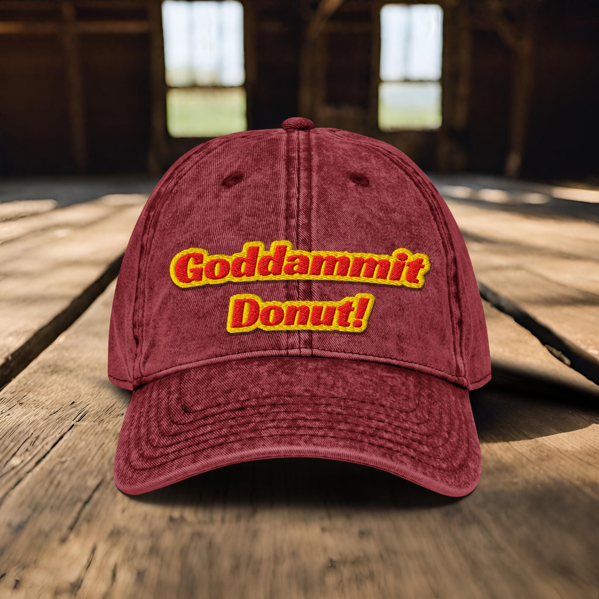 Goddammit Donut Embroidered Baseball Cap, Dungeon Crawler Carl Inspired Hat, LitRPG BookTok Gift Reader Fantasy Science Fiction Book