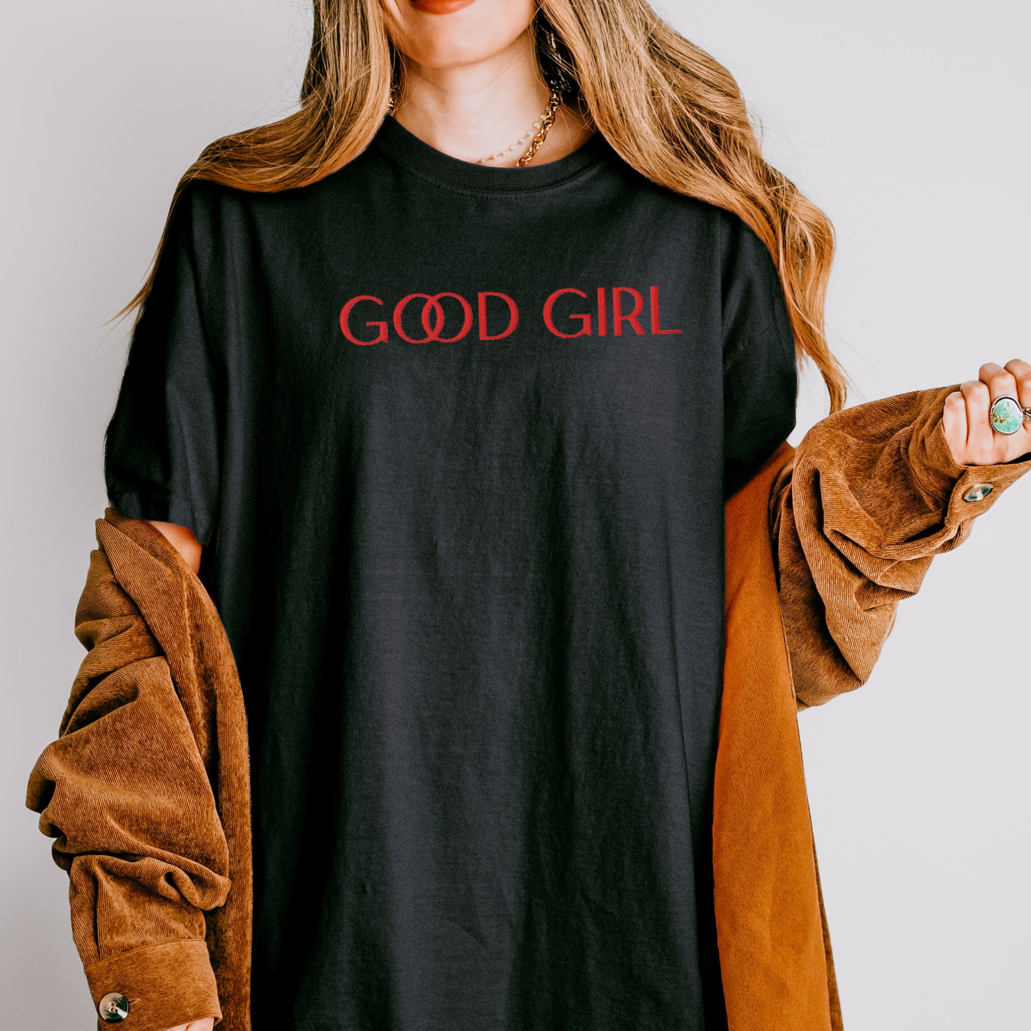 Embroidered Good Girl Tee Funny gift for women who love dark romance and smut. Humorous and bookish Comfort Color T-shirt