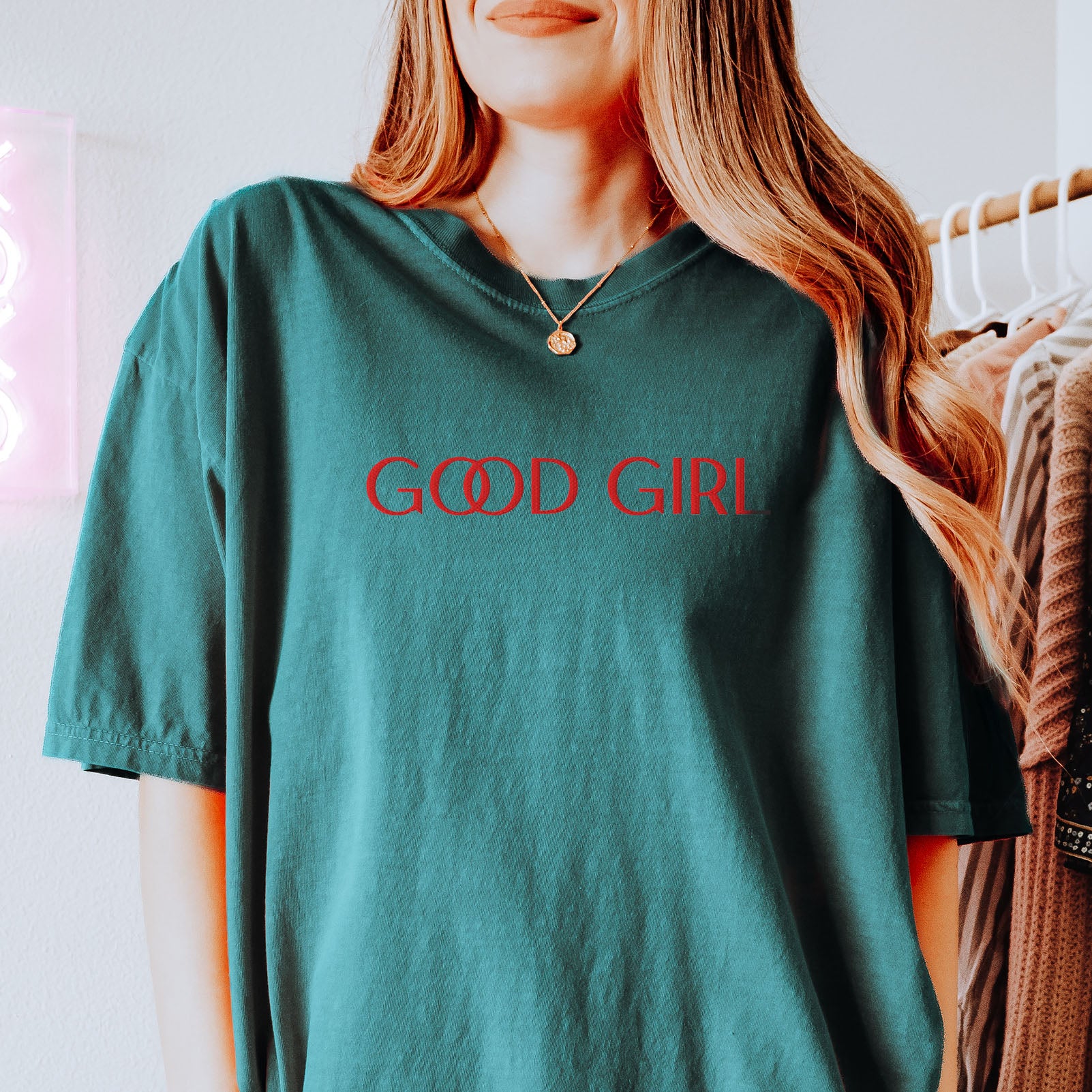 Embroidered Good Girl Tee Funny gift for women who love dark romance and smut. Humorous and bookish Comfort Color T-shirt