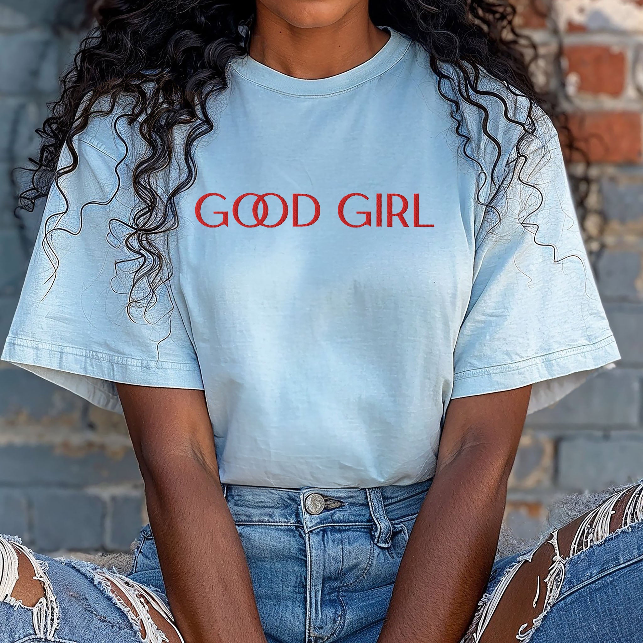 Embroidered Good Girl Tee Funny gift for women who love dark romance and smut. Humorous and bookish Comfort Color T-shirt