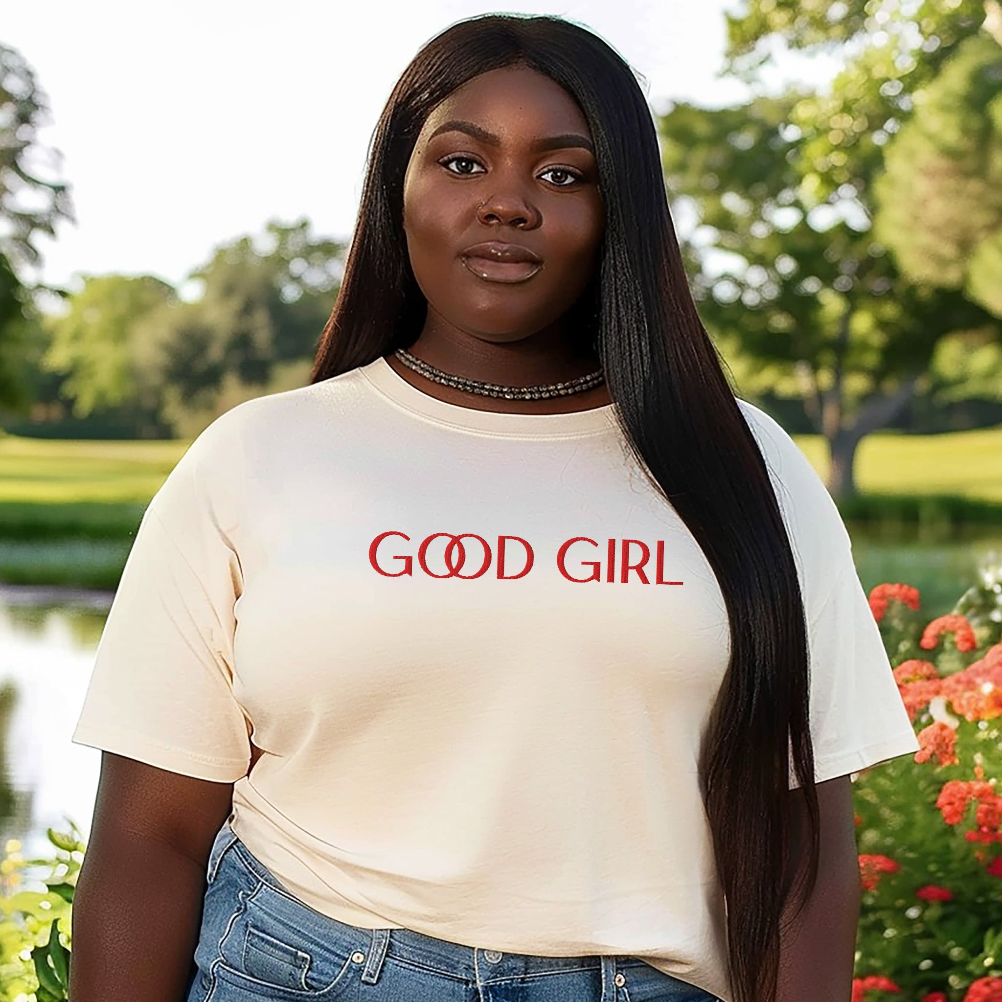 Embroidered Good Girl Tee Funny gift for women who love dark romance and smut. Humorous and bookish Comfort Color T-shirt