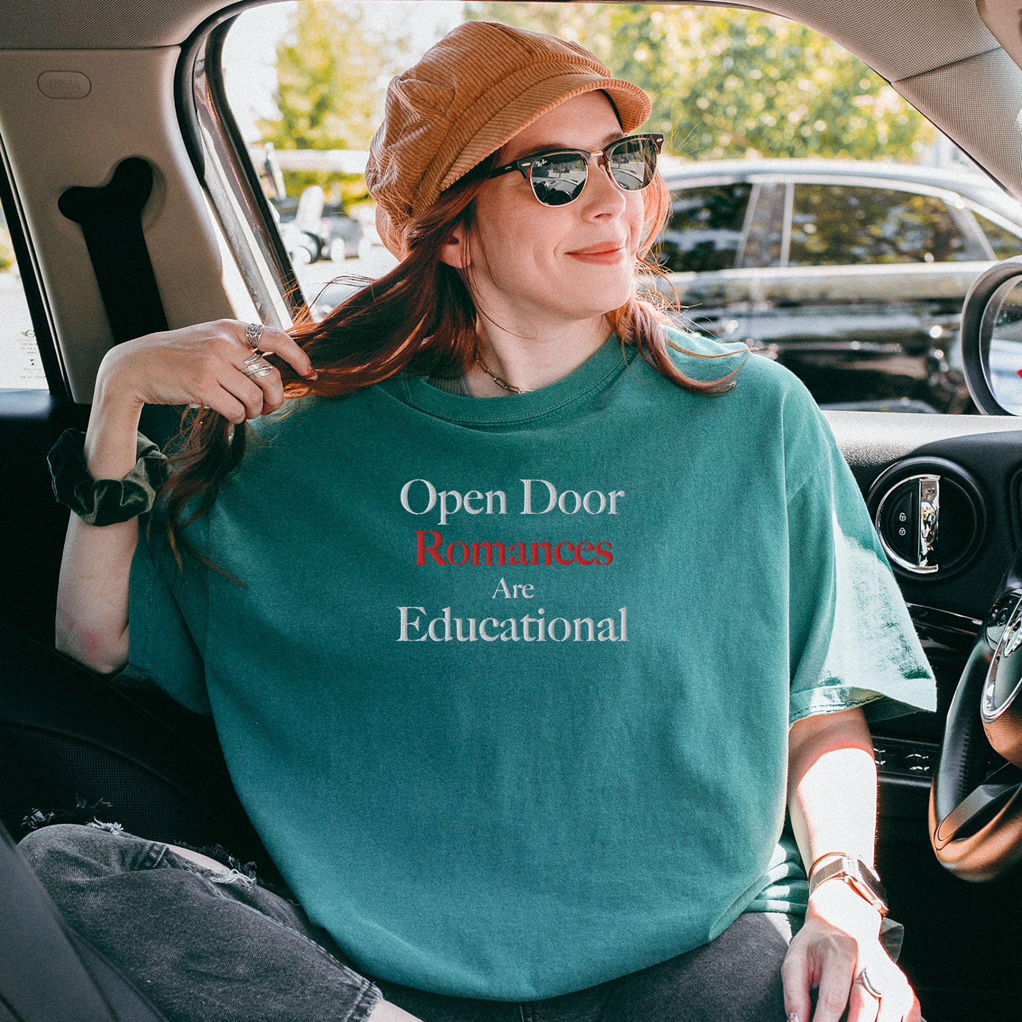 Embroidered T-shirt Funny Sarcastic for Romance Novel Readers Sassy Plus Size Available Open Door Romances Are Educational Gift for Her