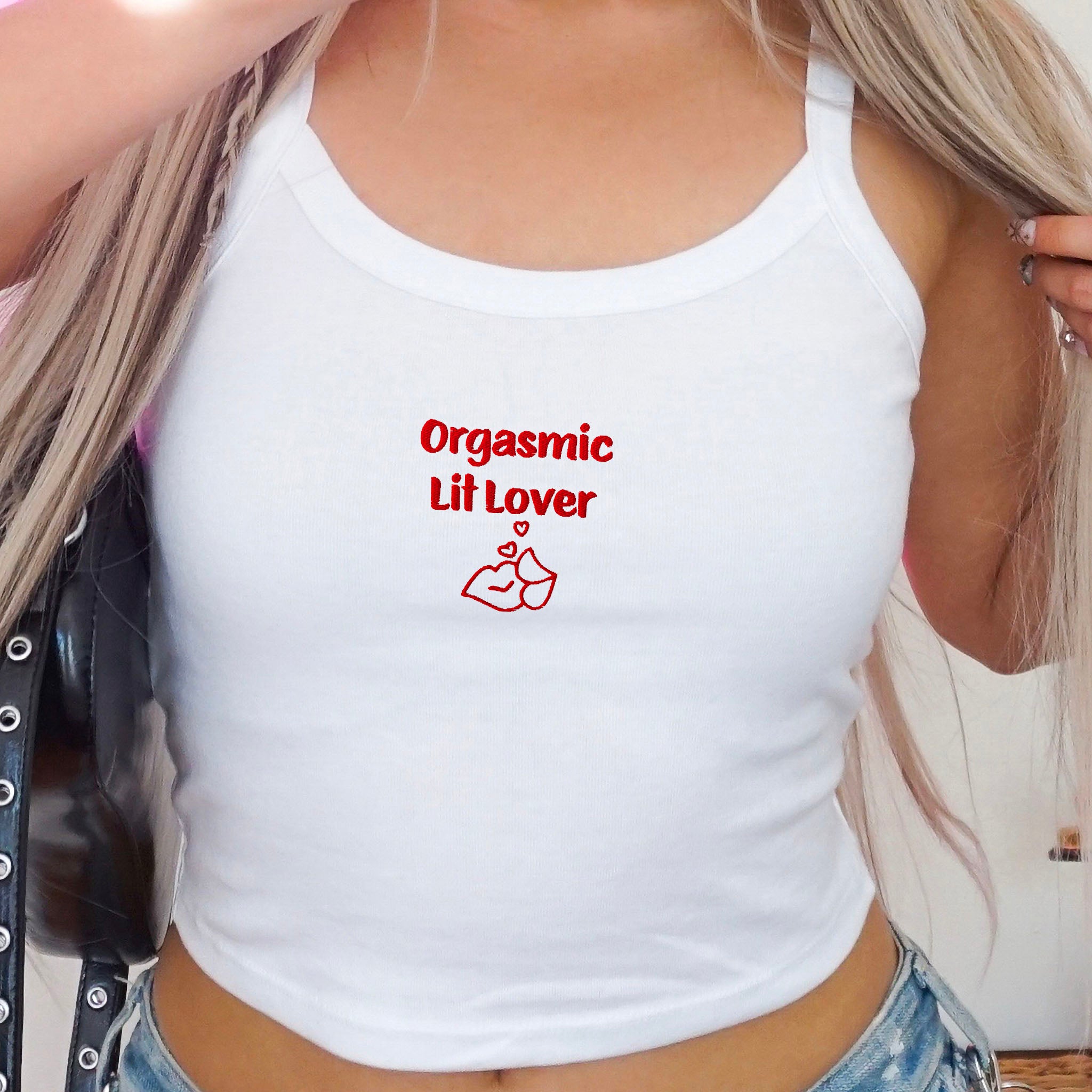Embroidered Tank Spicy Romance Dark Reader Gift Bella Canvas Orgasmic Lit Lover Women’s Bookish Top