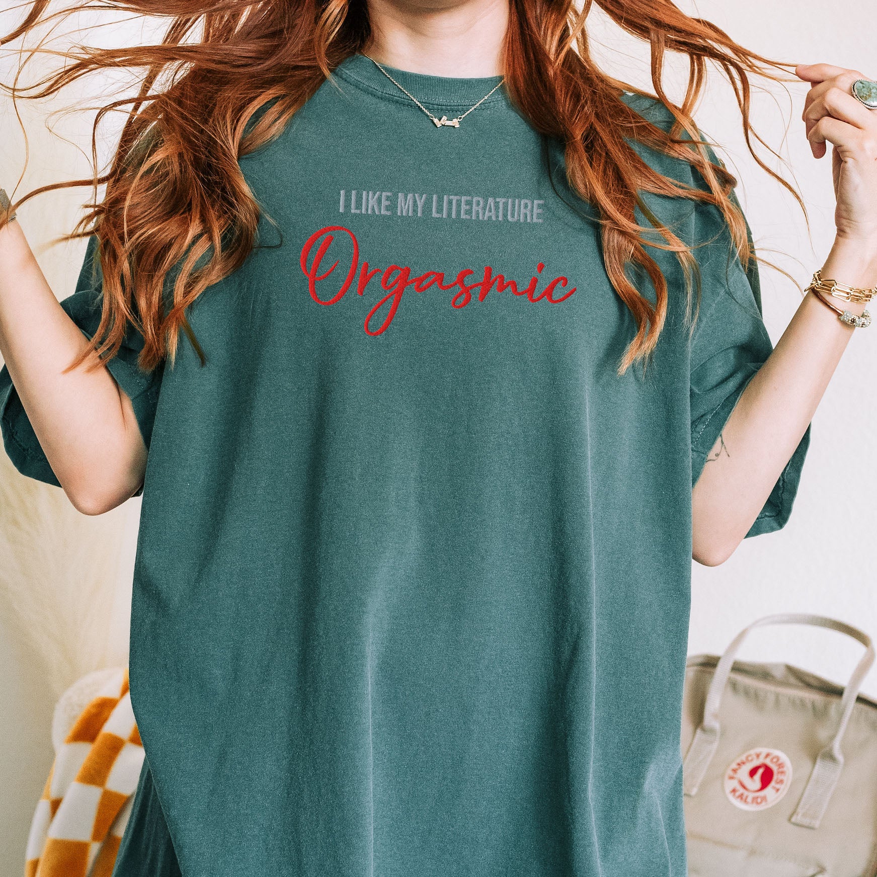 Embroidered Tee Spicy Romance Dark Reader Gift Comfort Colors T-shirt I like my literature Orgasmic