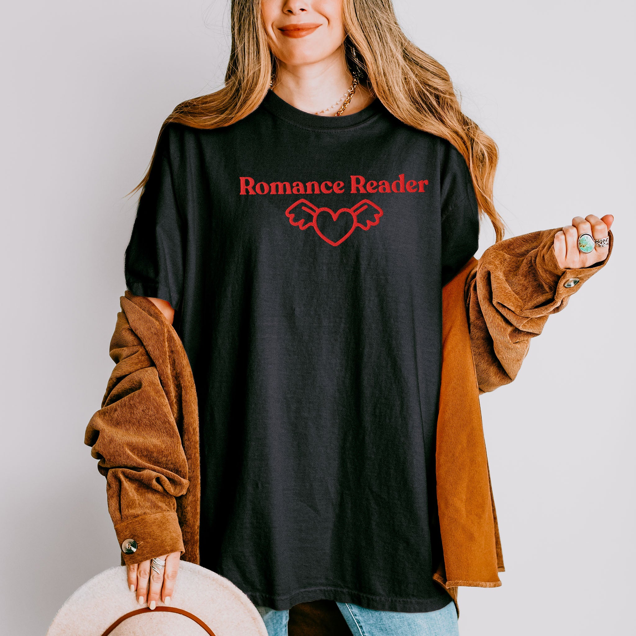 Romance Reader Embroidered Heavyweight T-shirt