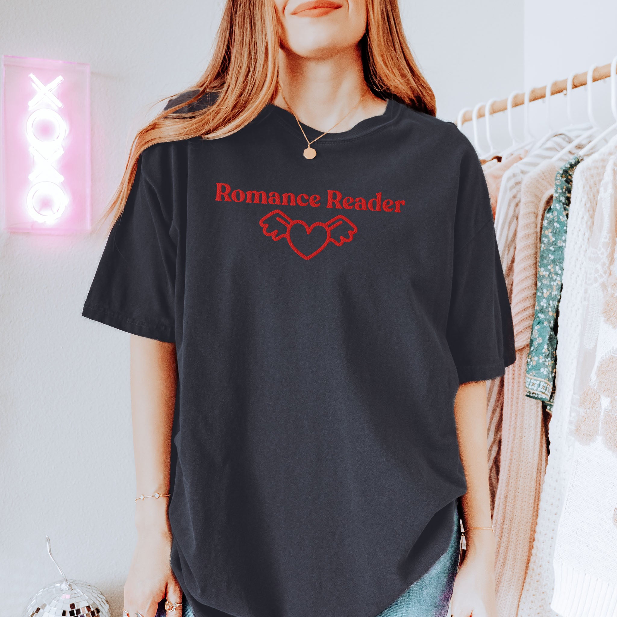 Romance Reader Embroidered Heavyweight T-shirt