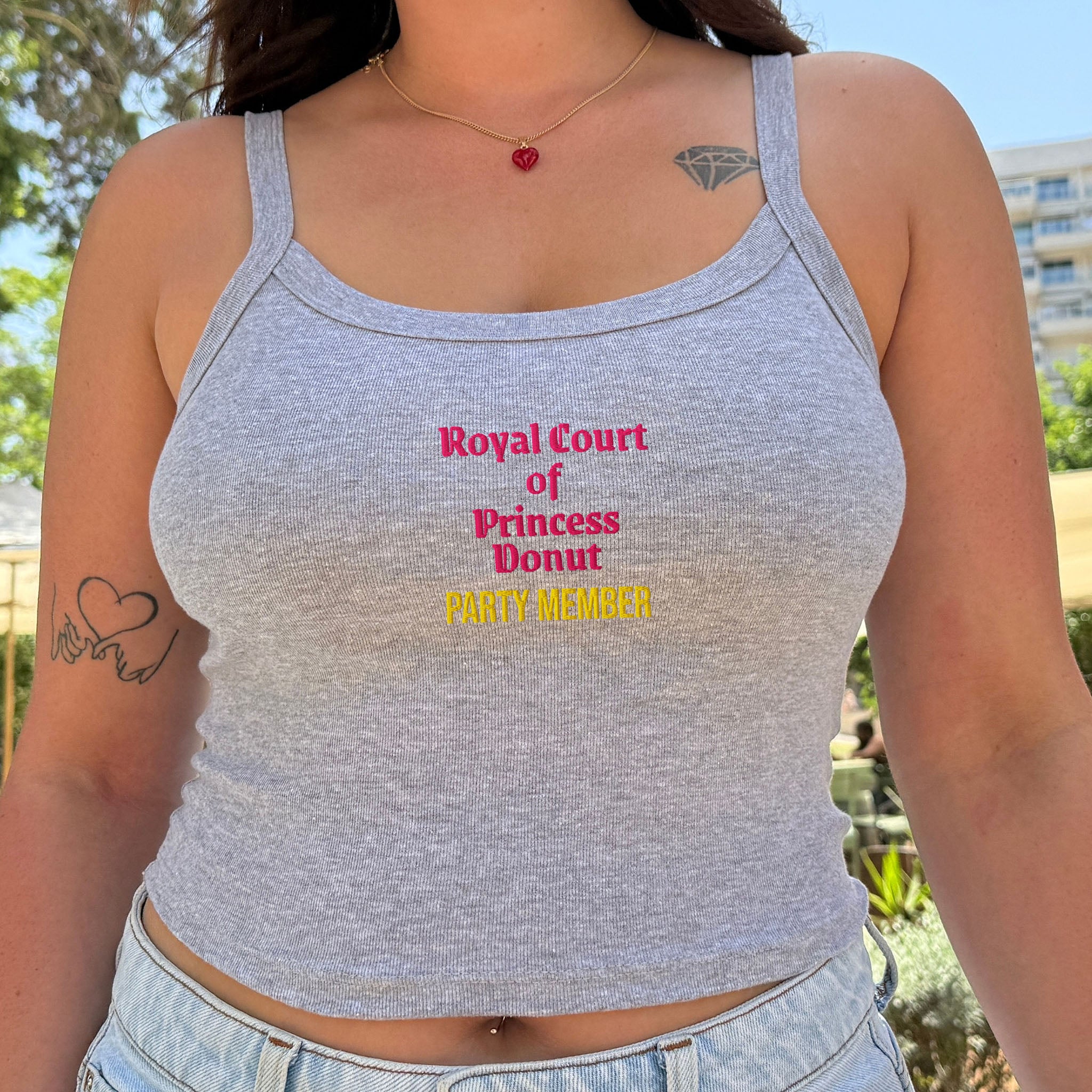 Embroidered Princess Donut Women’s Tank Top, Dungeon Crawler Carl Inspired Shirt, LitRPG BookTok Gift Reader Fantasy Science Fiction Book Lover