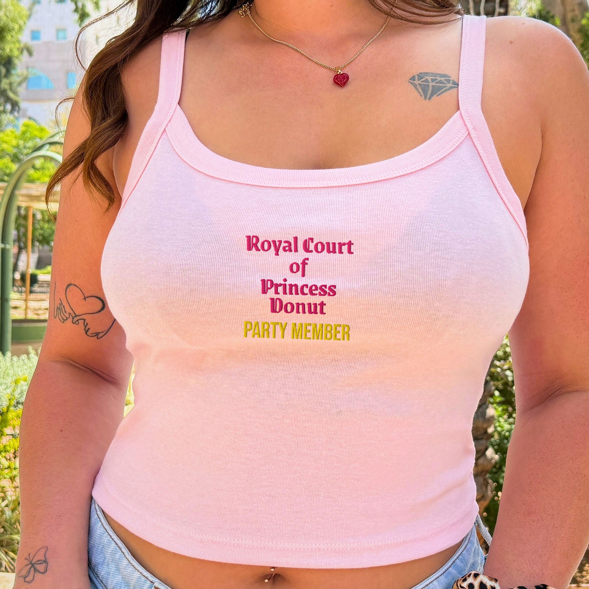 Embroidered Princess Donut Women’s Tank Top, Dungeon Crawler Carl Inspired Shirt, LitRPG BookTok Gift Reader Fantasy Science Fiction Book Lover