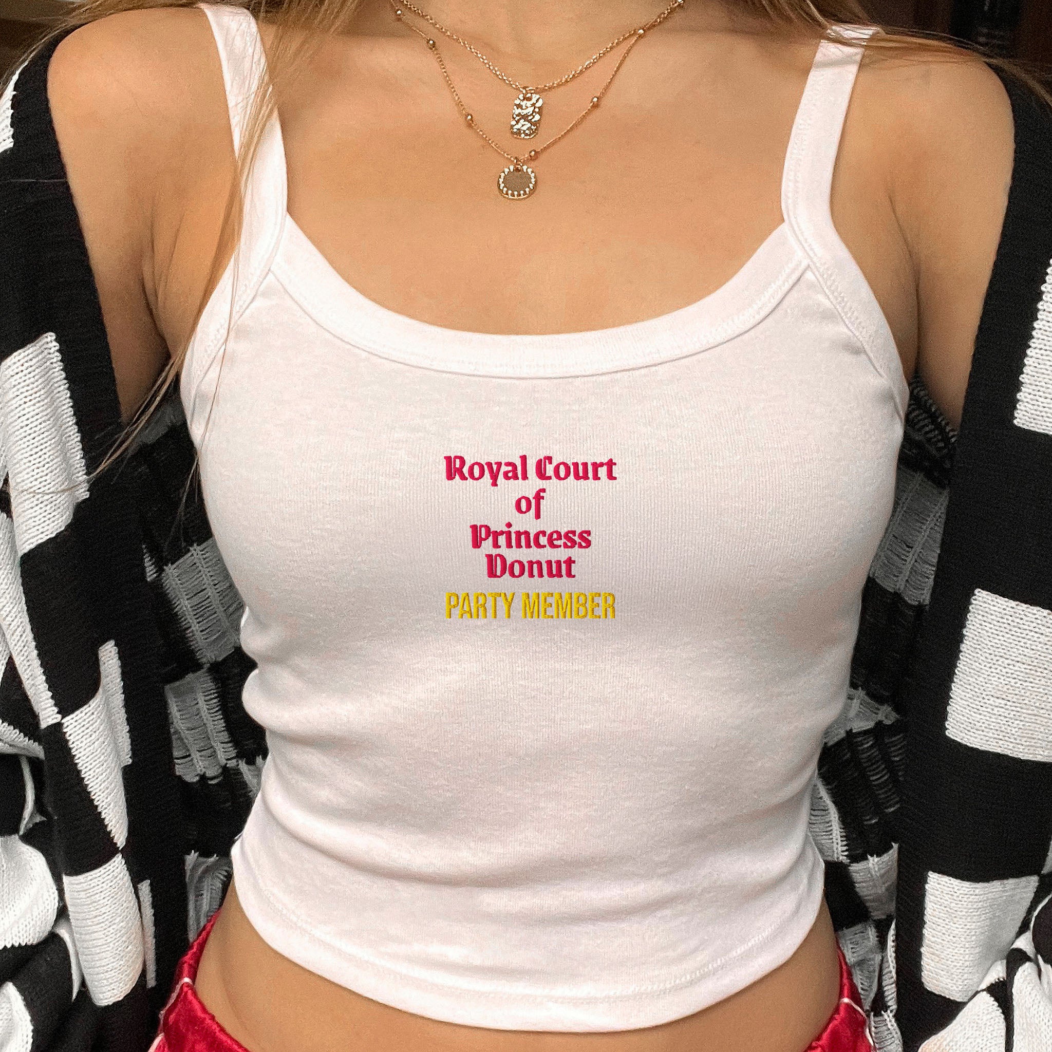 Embroidered Princess Donut Women’s Tank Top, Dungeon Crawler Carl Inspired Shirt, LitRPG BookTok Gift Reader Fantasy Science Fiction Book Lover