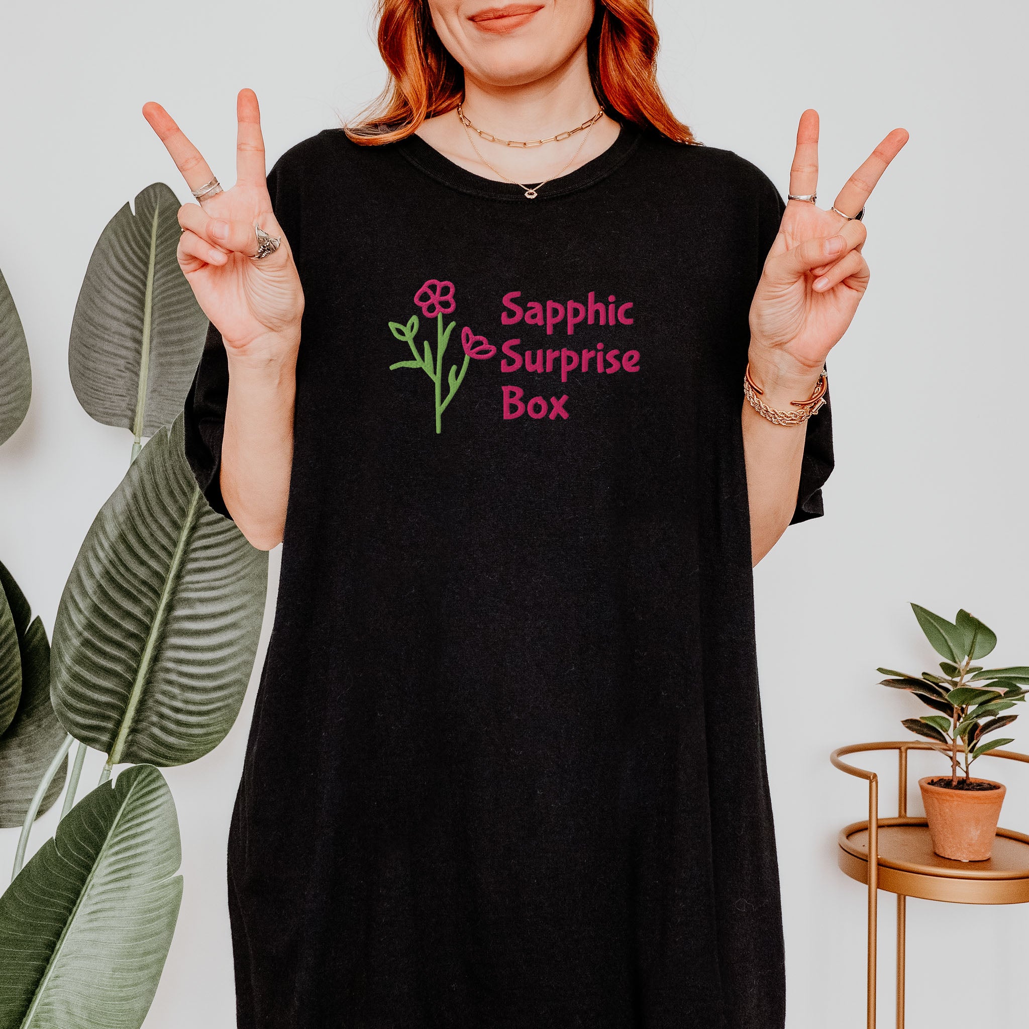 Embroidered Sapphic Surprise Box Tee Spicy Romance Reader Gift Comfort Colors LGBTQ Lesbian T-shirt