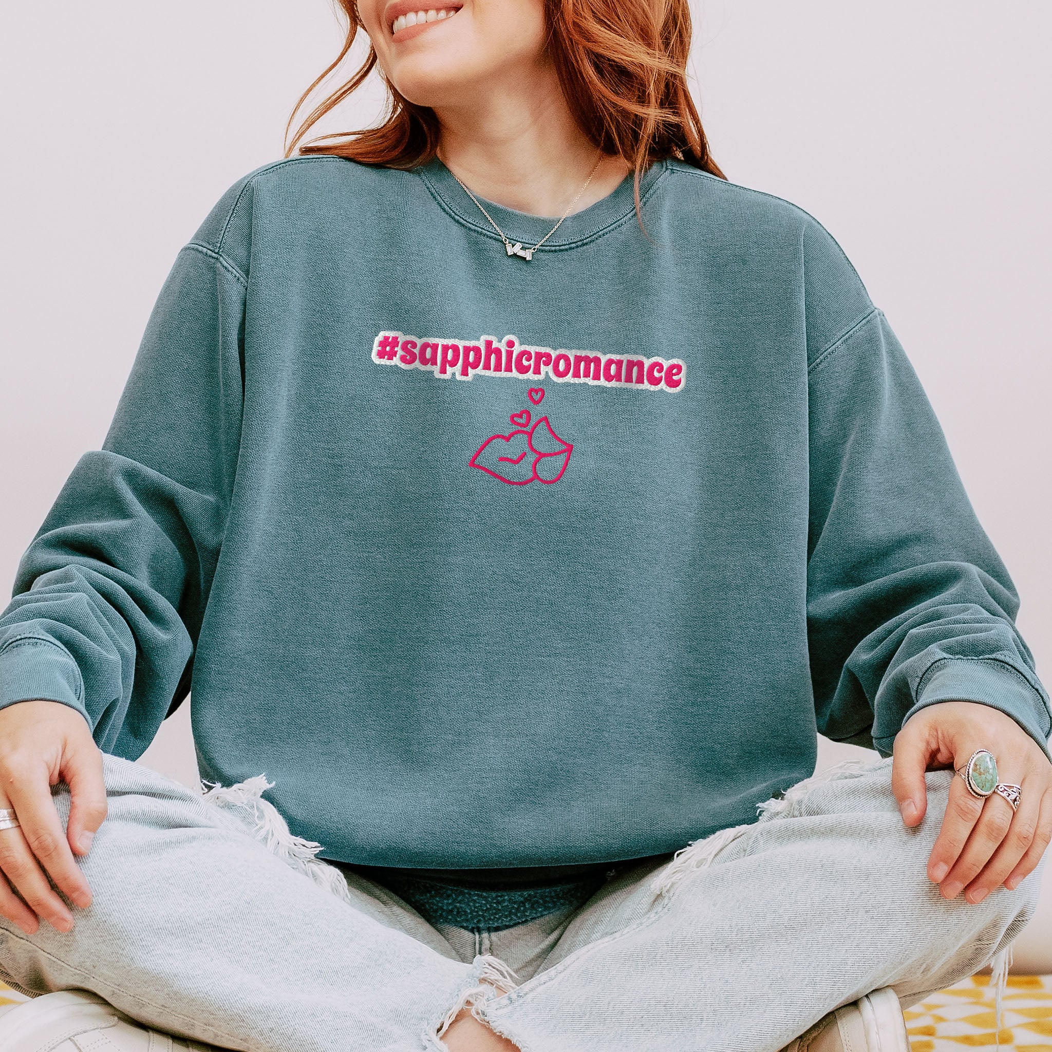 #sapphicromance Embroidered Heavyweight Sweatshirt