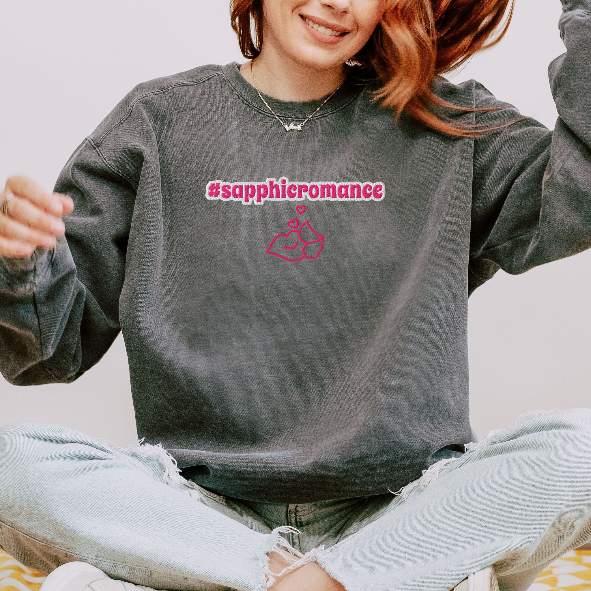 #sapphicromance Embroidered Heavyweight Sweatshirt