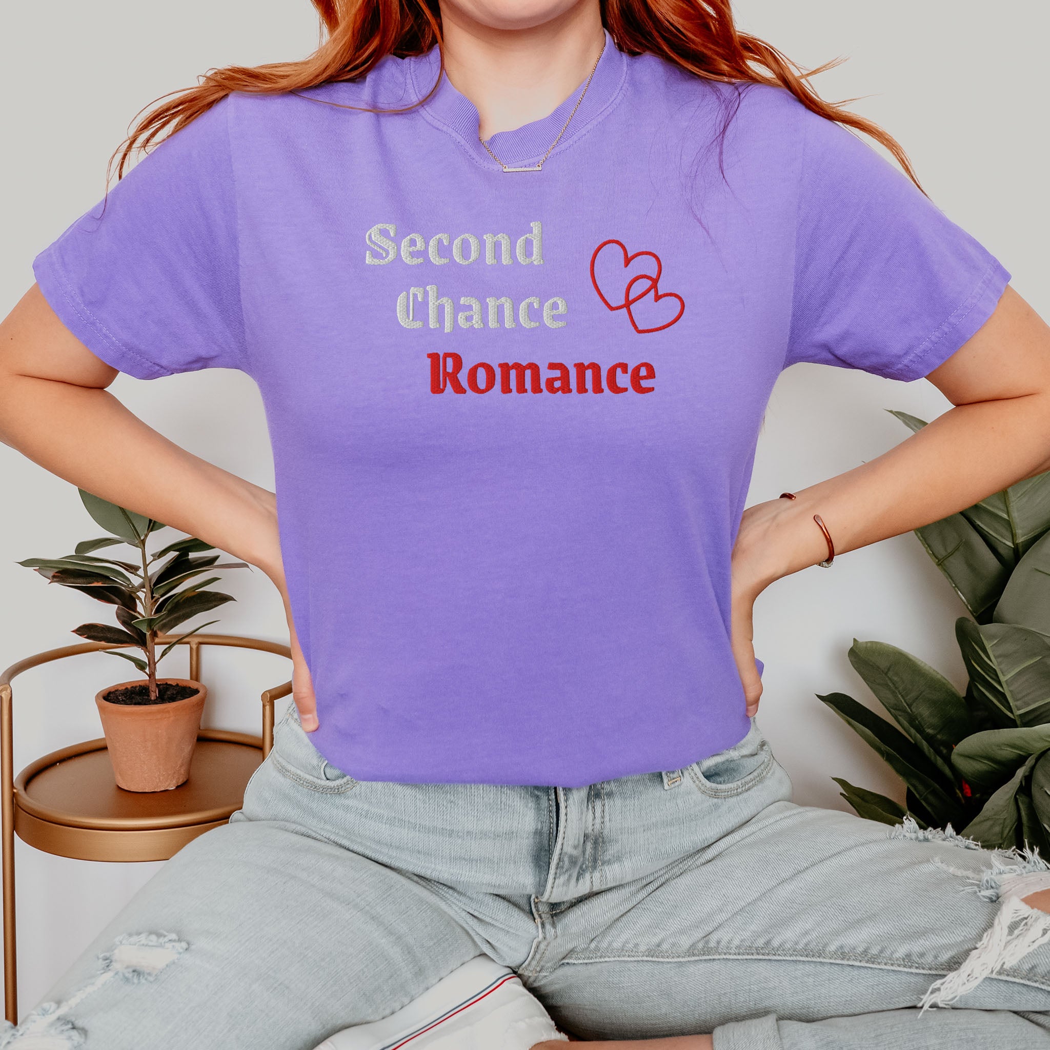 Embroidered Romance Trope T-shirt Romance Reader Gift for Bookworm Spicy Romance Plus Sizes Available Comfort Colors Second Chance Romance