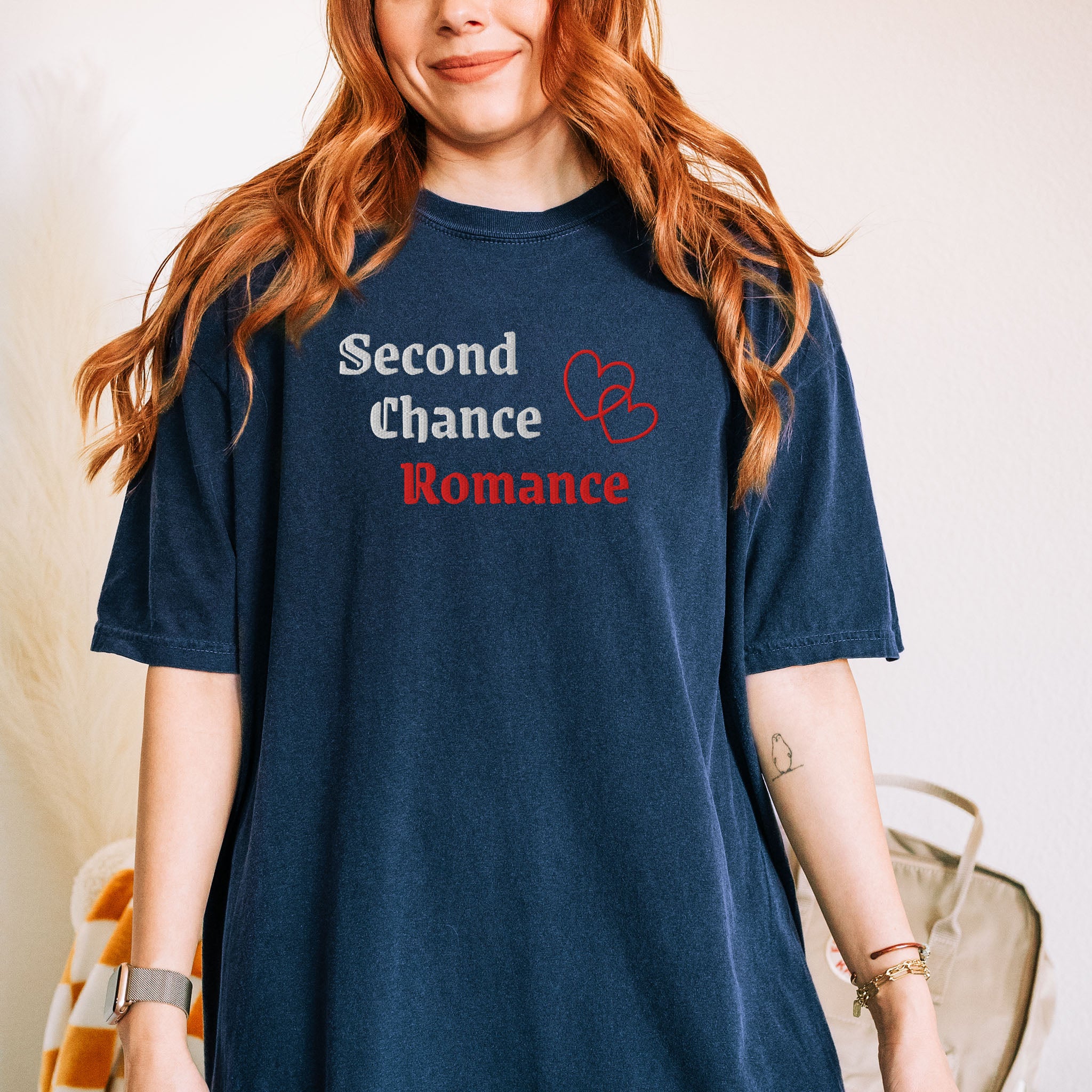 Embroidered Romance Trope T-shirt Romance Reader Gift for Bookworm Spicy Romance Plus Sizes Available Comfort Colors Second Chance Romance