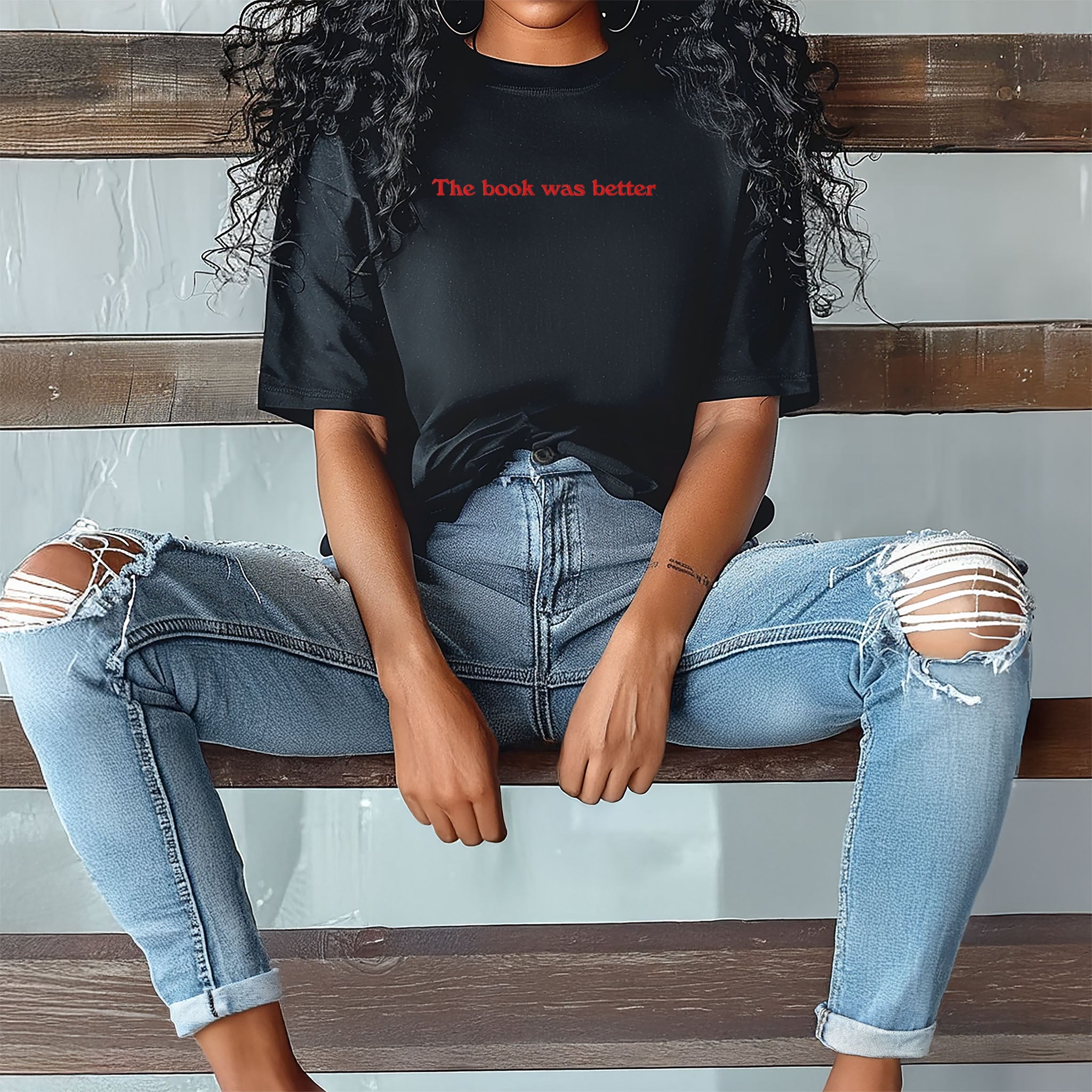 The Book Was Better Embroidered Heavyweight T-shirt