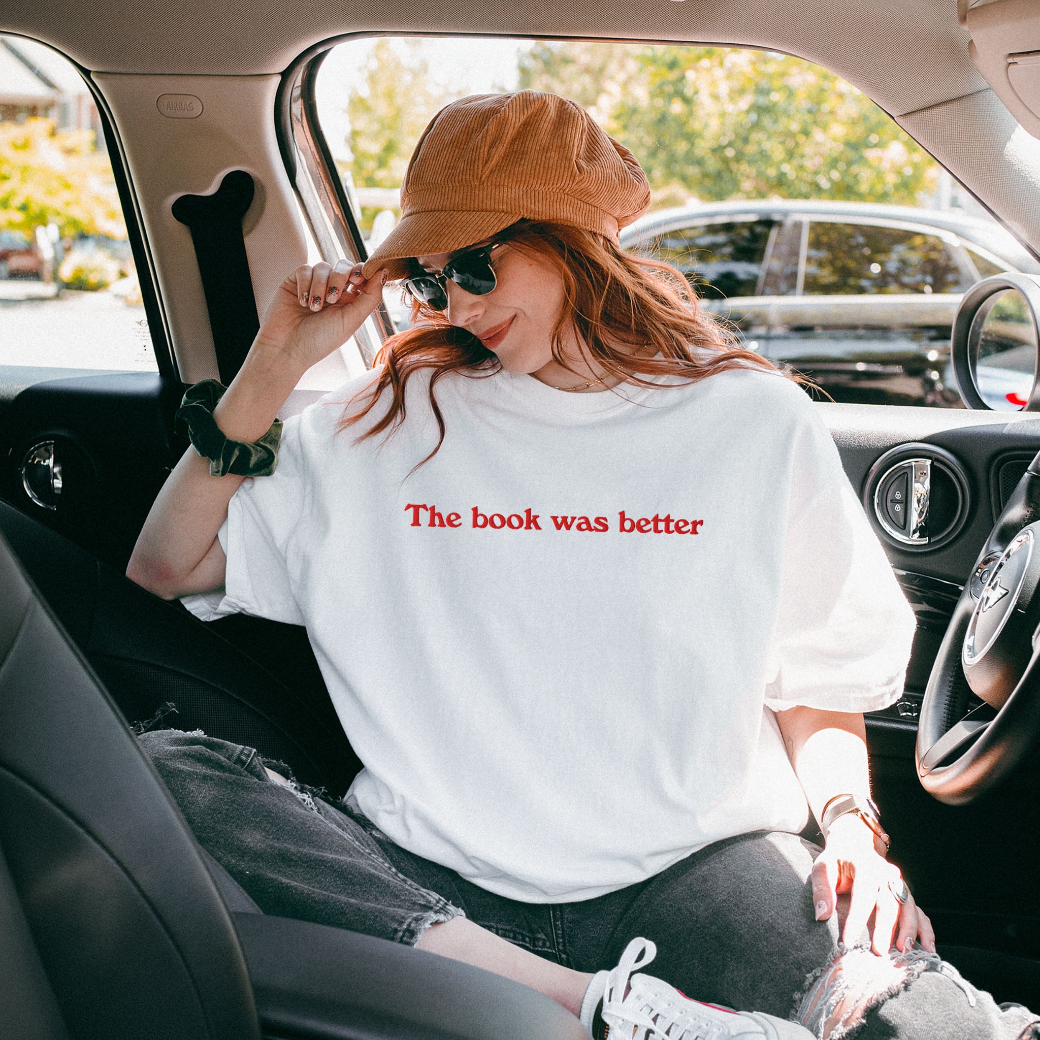 The Book Was Better Embroidered Heavyweight T-shirt