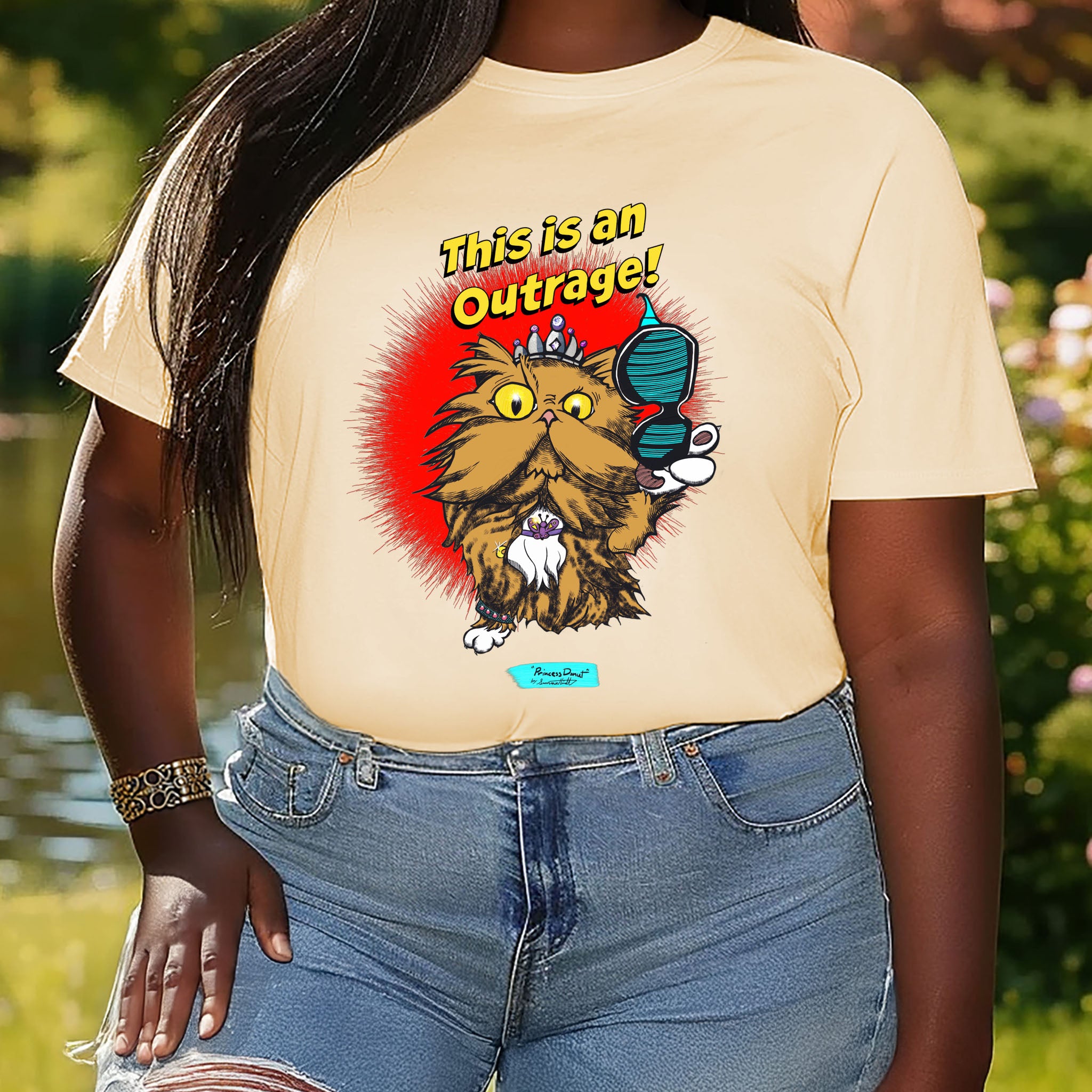 Princess Donut This is an Outrage T-shirt, Dungeon Crawler Carl Inspired Original Painting, Funny LitRPG Tee, Princess Posse, Donut Holes Fan Art