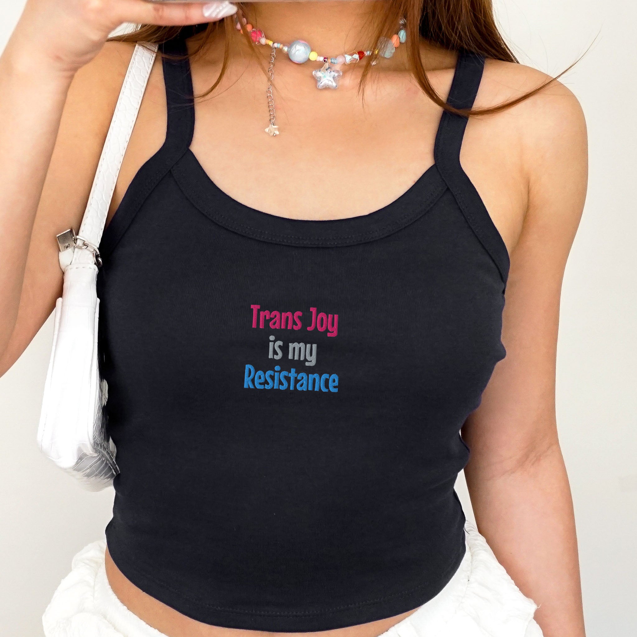 Embroidered Trans Joy is an act of resistance Tank Top Comfort Colors Plus Sizes Available