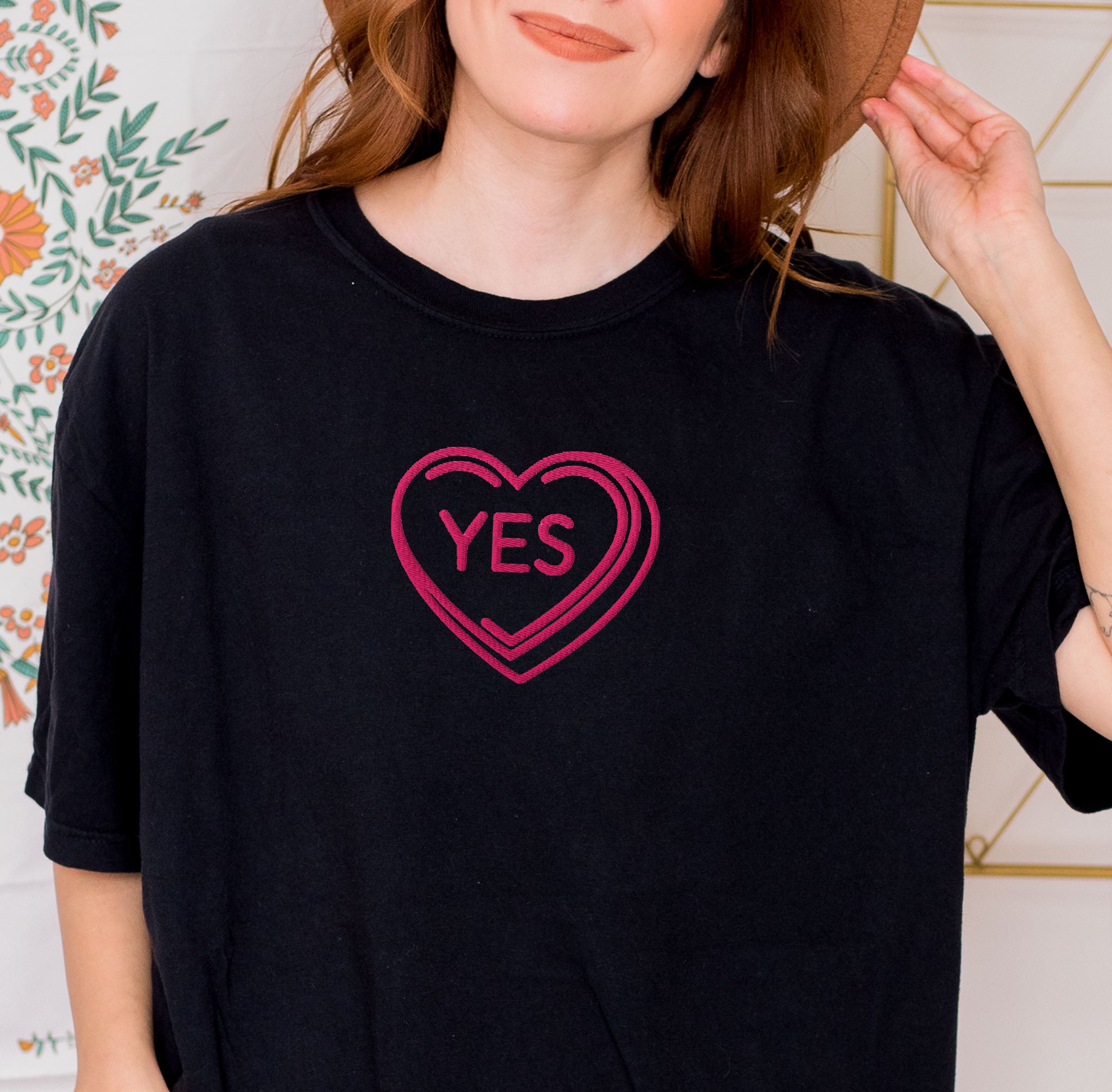 Embroidered YES Spicy Romance Tee, Dark Romance Gift, Romance Book T-shirt, Spicy Reads Comfort Colors shirt