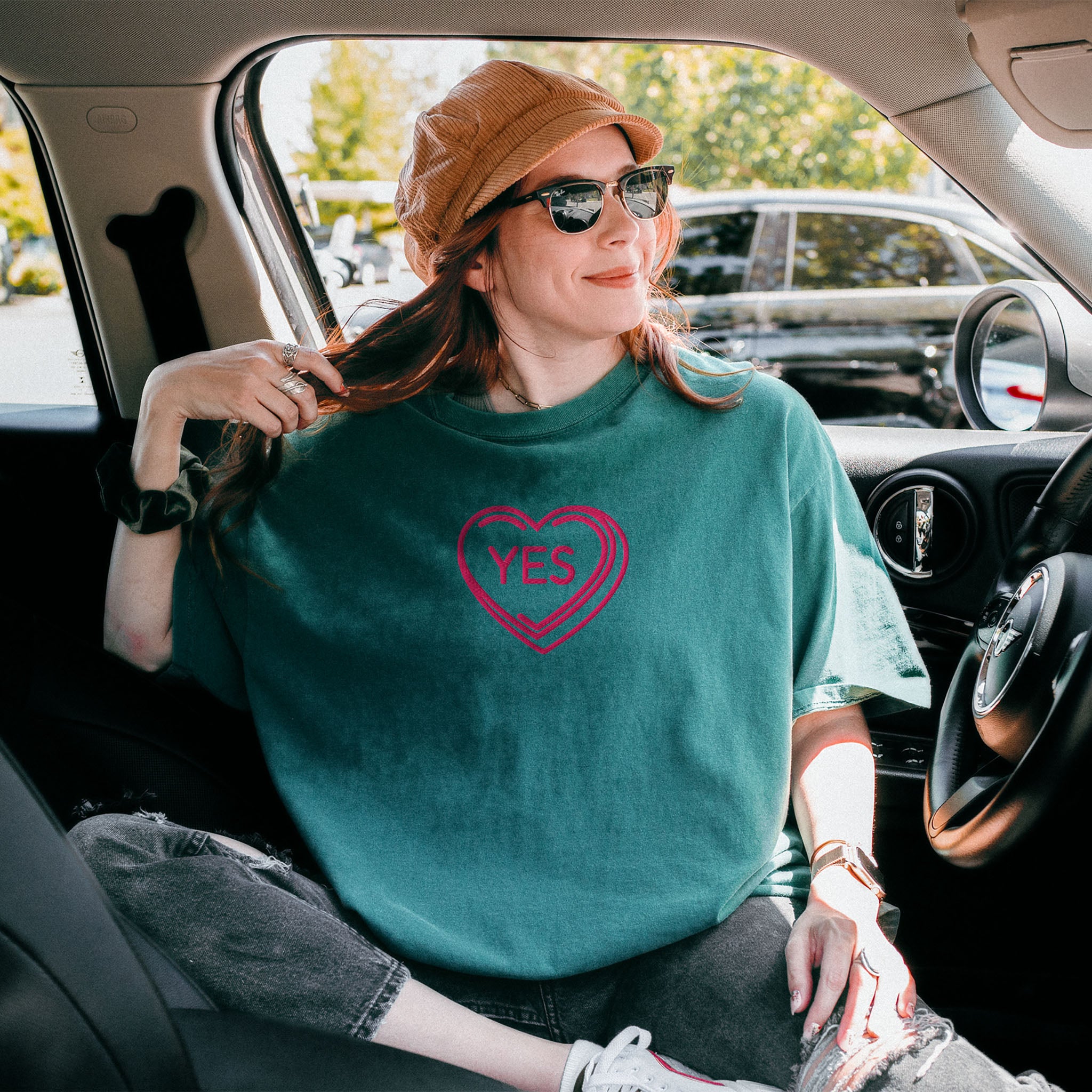 Embroidered YES Spicy Romance Tee, Dark Romance Gift, Romance Book T-shirt, Spicy Reads Comfort Colors shirt