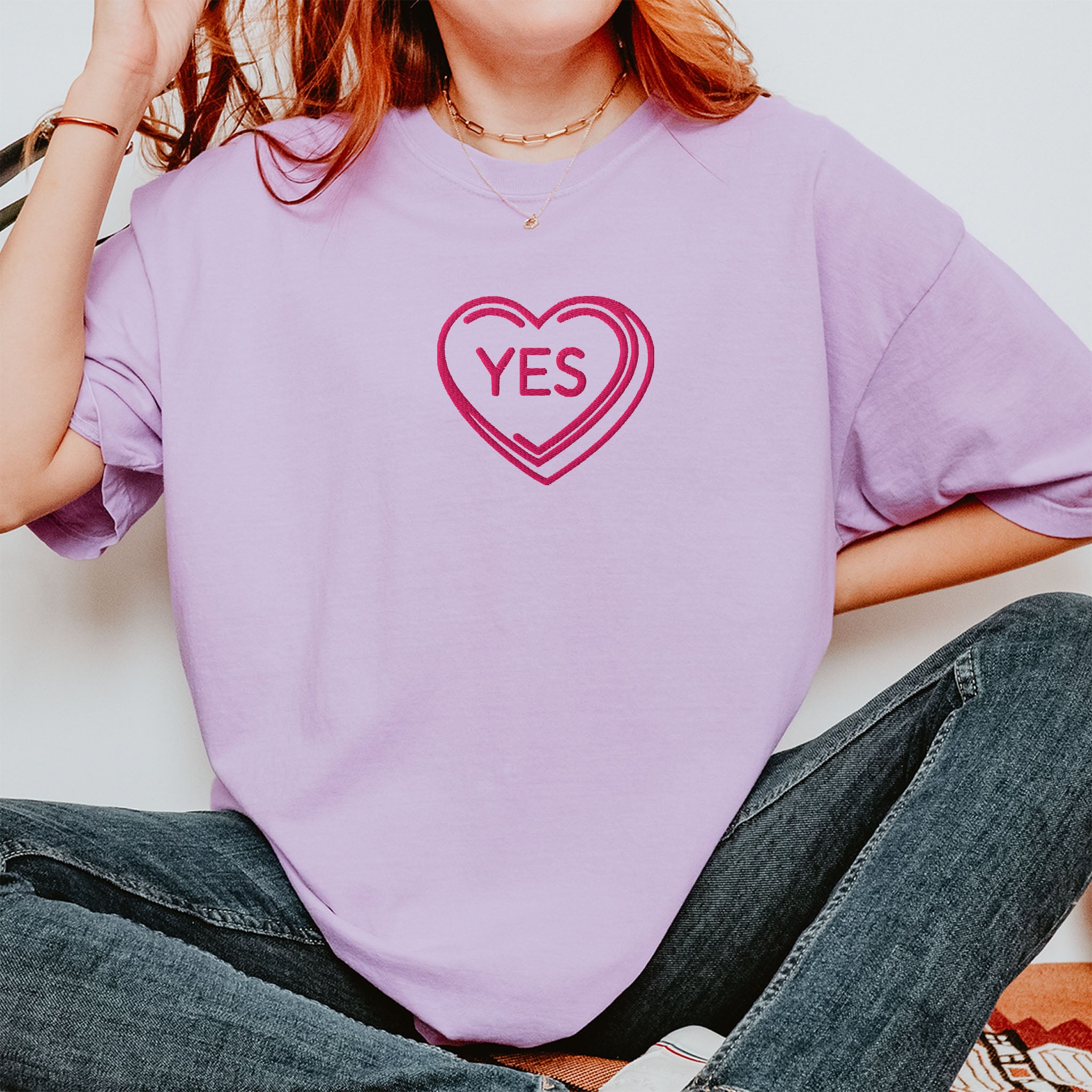 Embroidered YES Spicy Romance Tee, Dark Romance Gift, Romance Book T-shirt, Spicy Reads Comfort Colors shirt