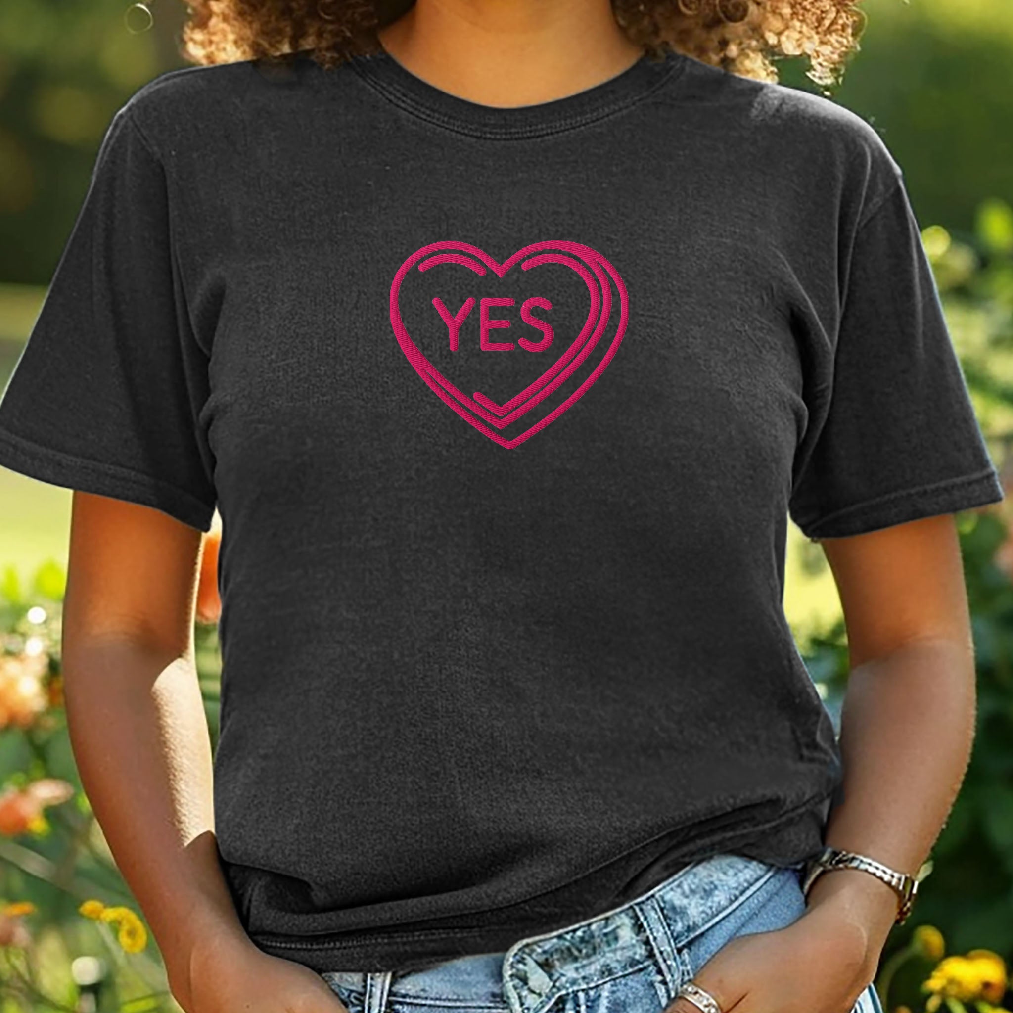 Embroidered YES Spicy Romance Tee, Dark Romance Gift, Romance Book T-shirt, Spicy Reads Comfort Colors shirt