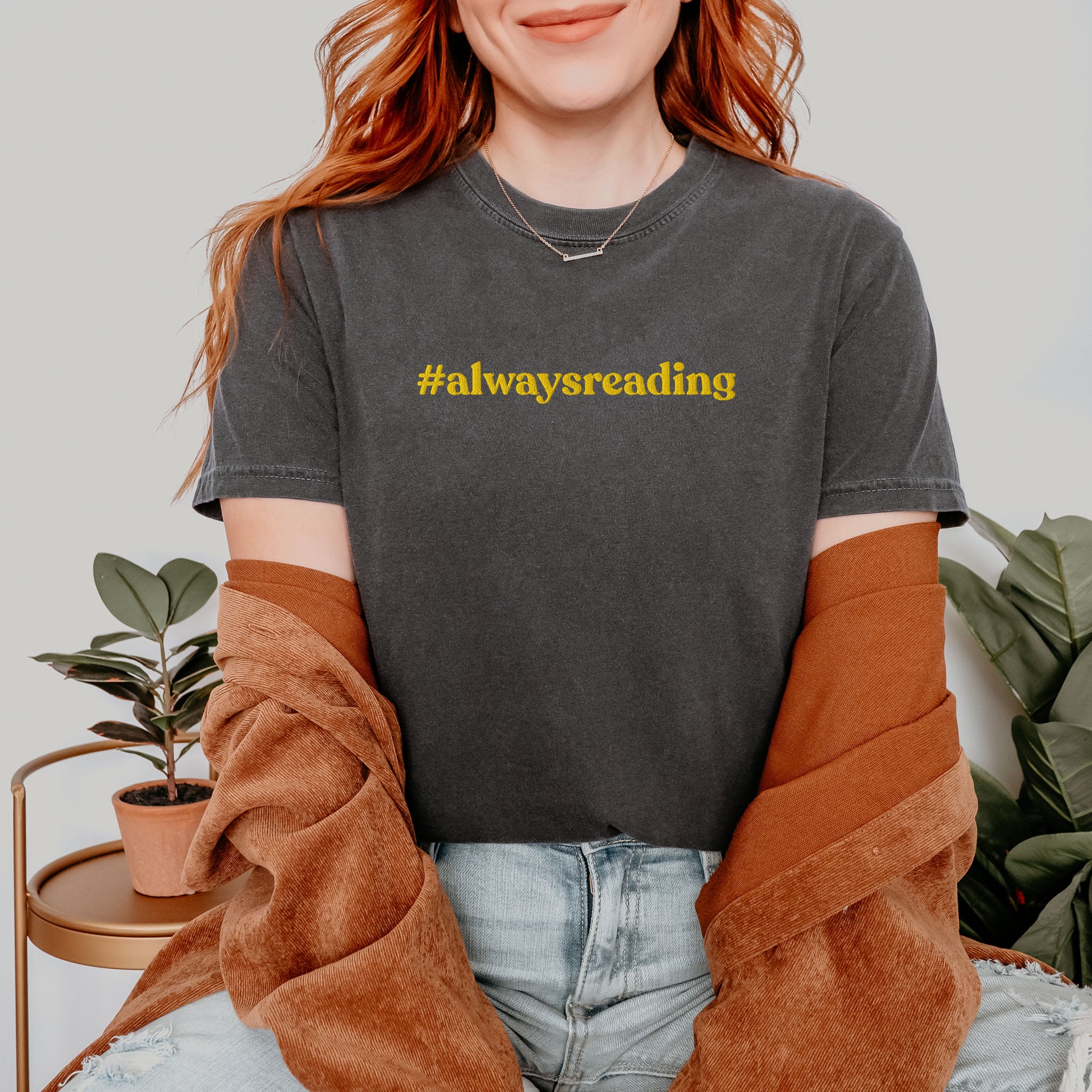 #alwaysreading Embroidered Heavyweight T-shirt