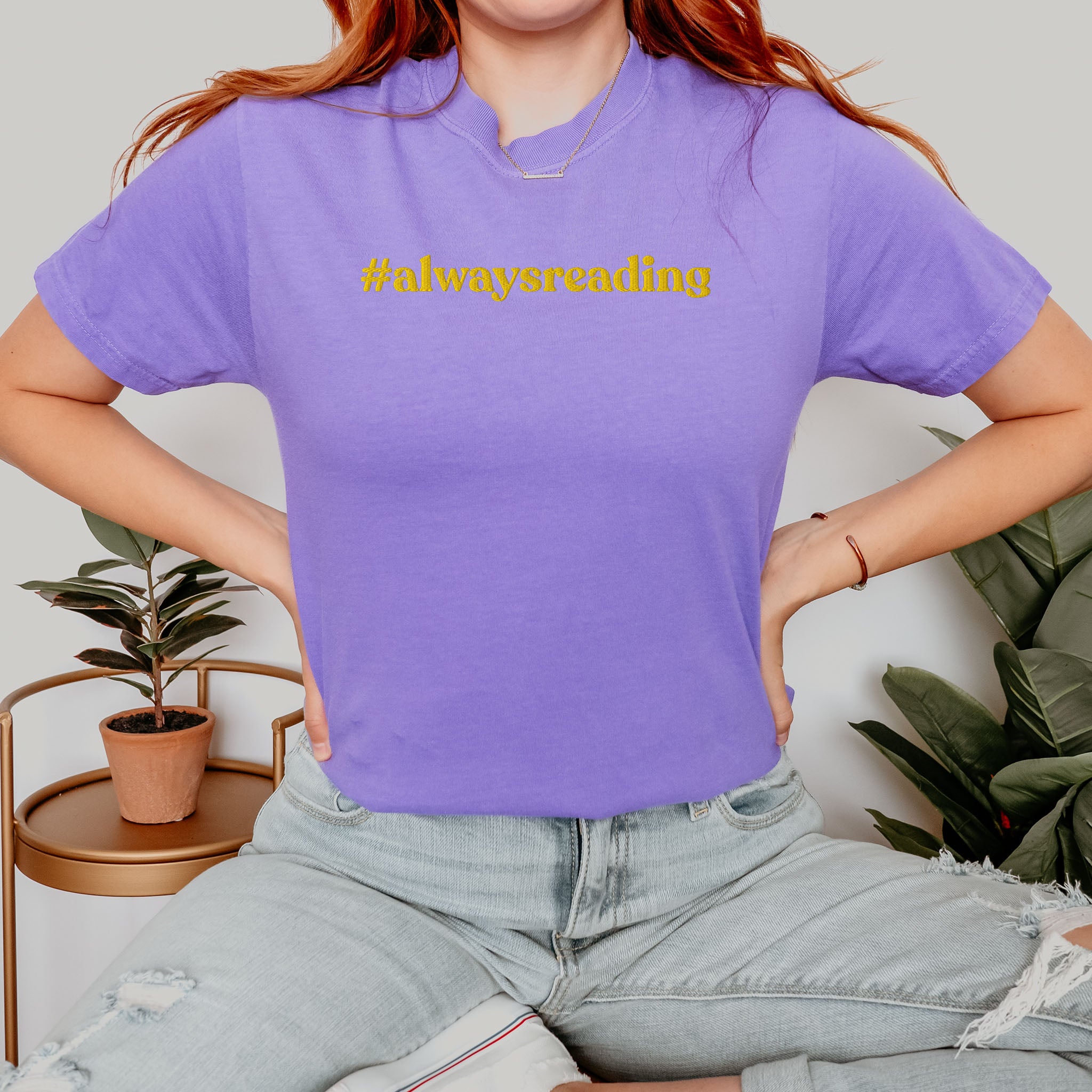 #alwaysreading Embroidered Heavyweight T-shirt