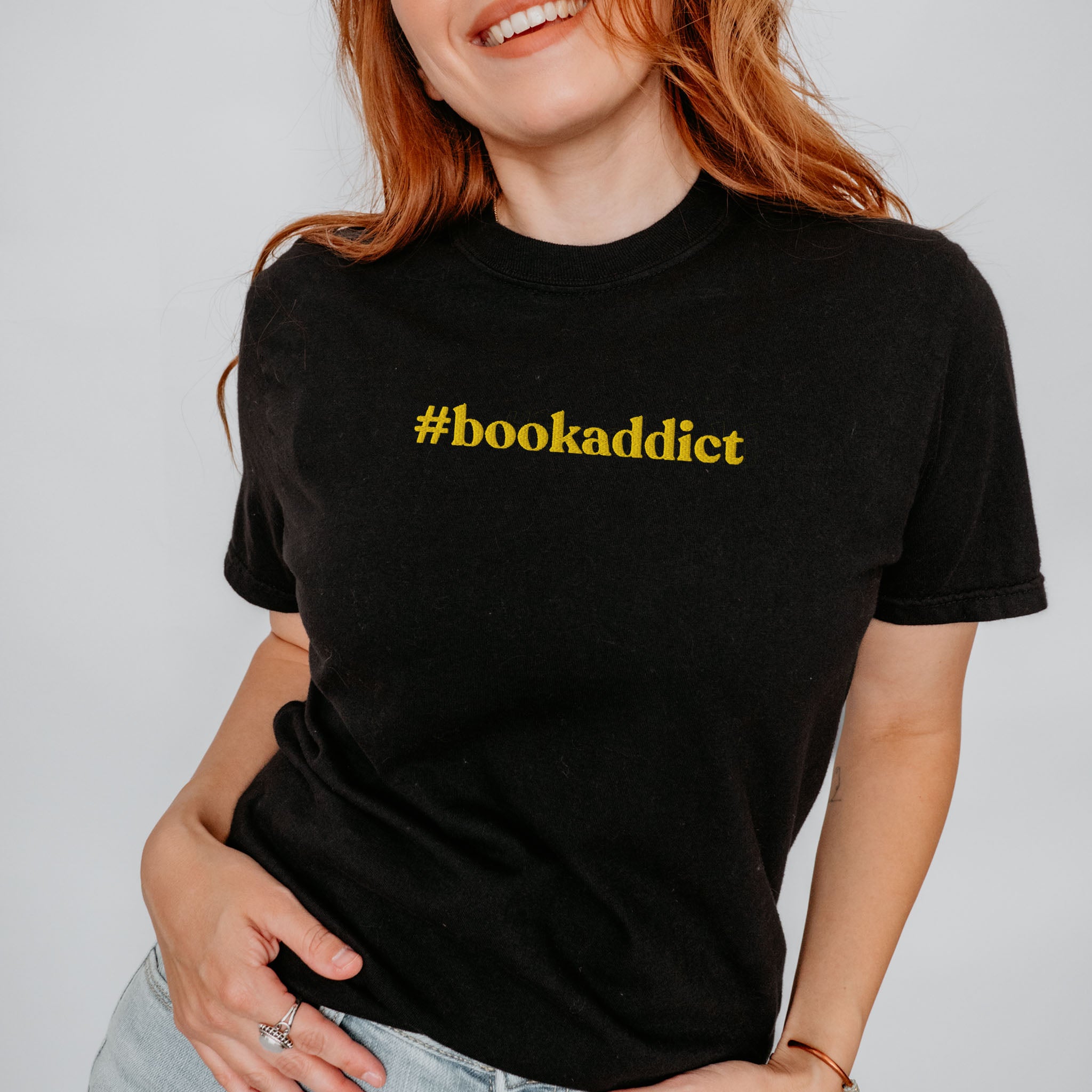 #bookaddict Embroidered Heavyweight T-shirt