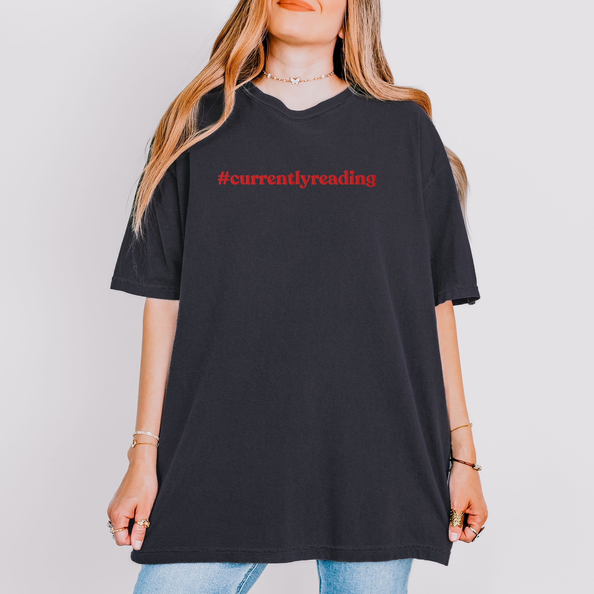 #currentlyreading Embroidered Heavyweight T-shirt