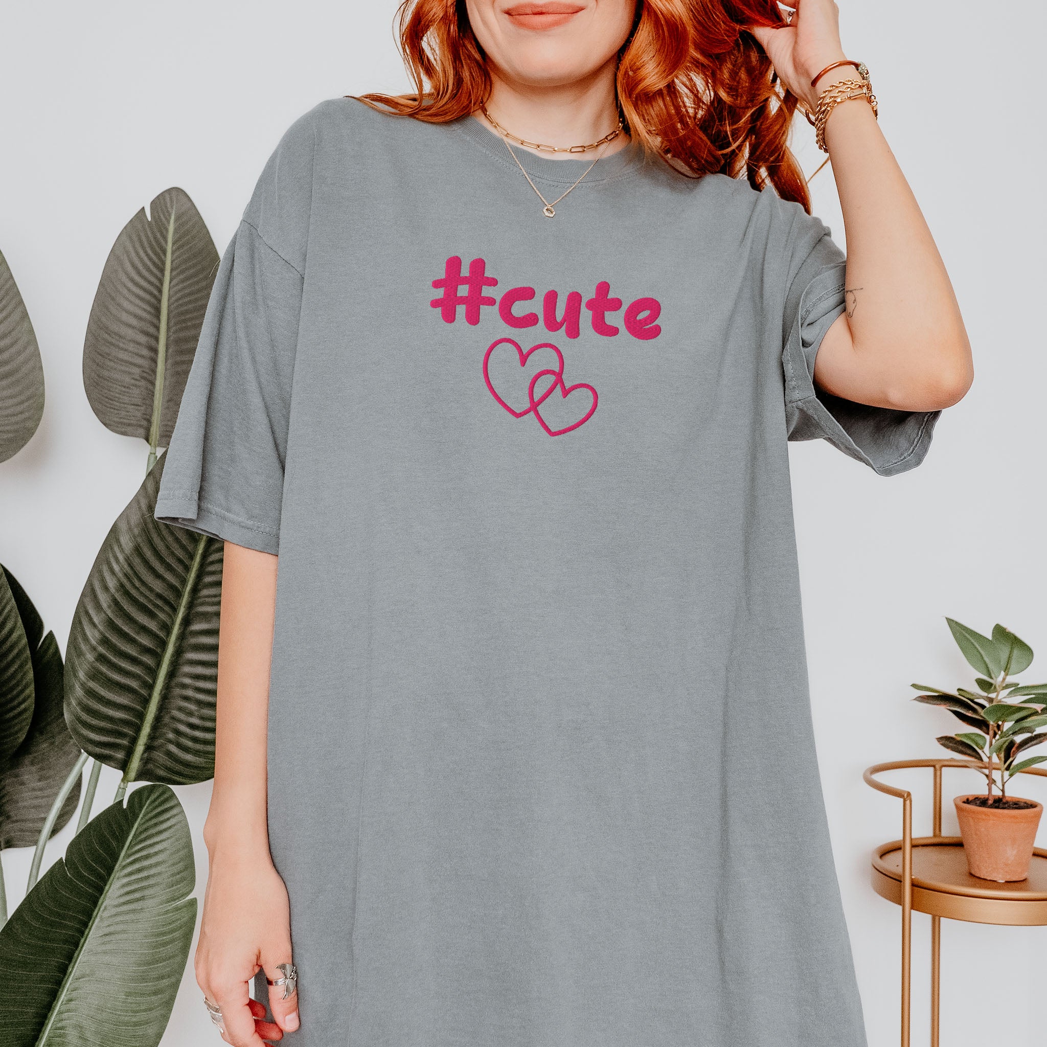 #cute Embroidered Heavyweight T-shirt