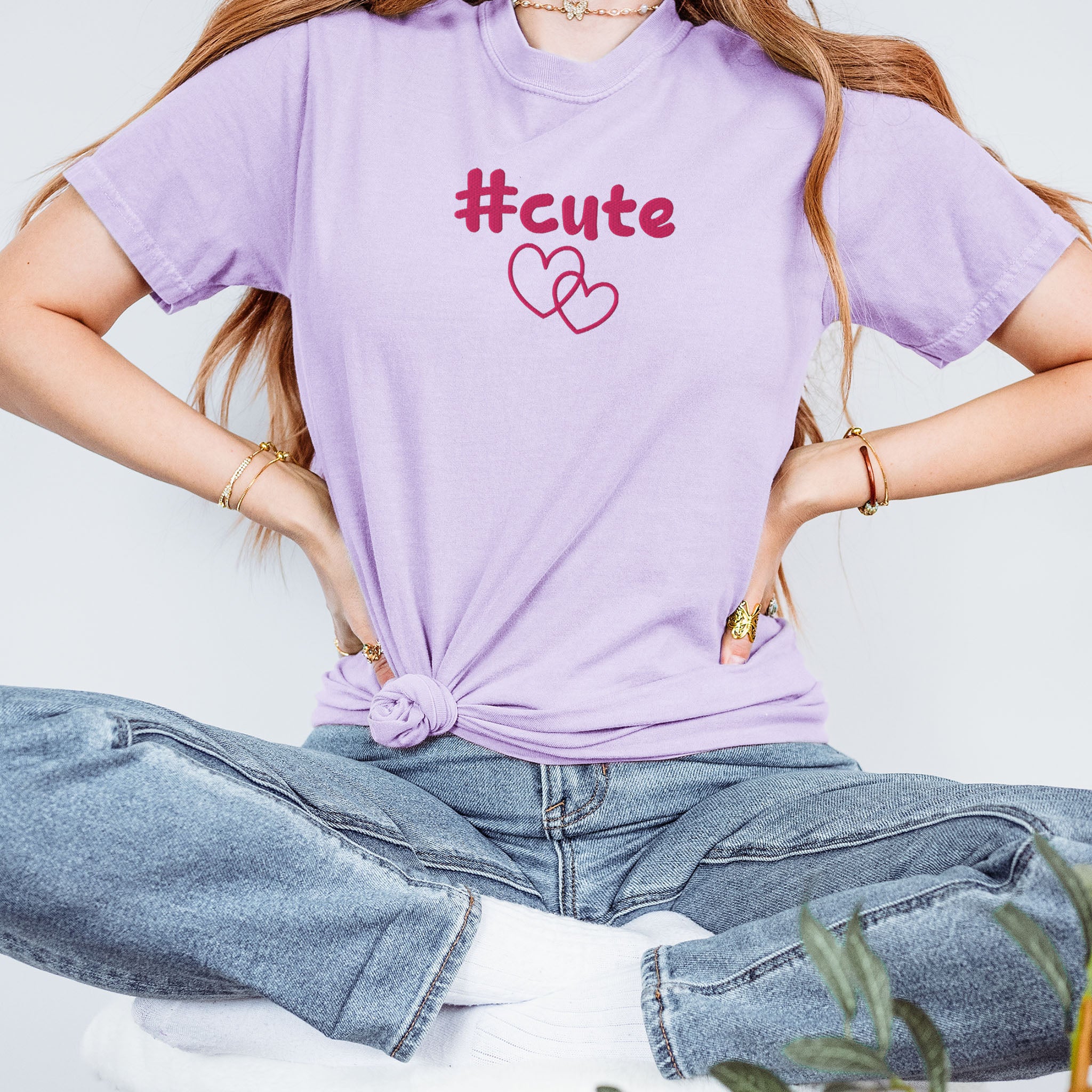 #cute Embroidered Heavyweight T-shirt